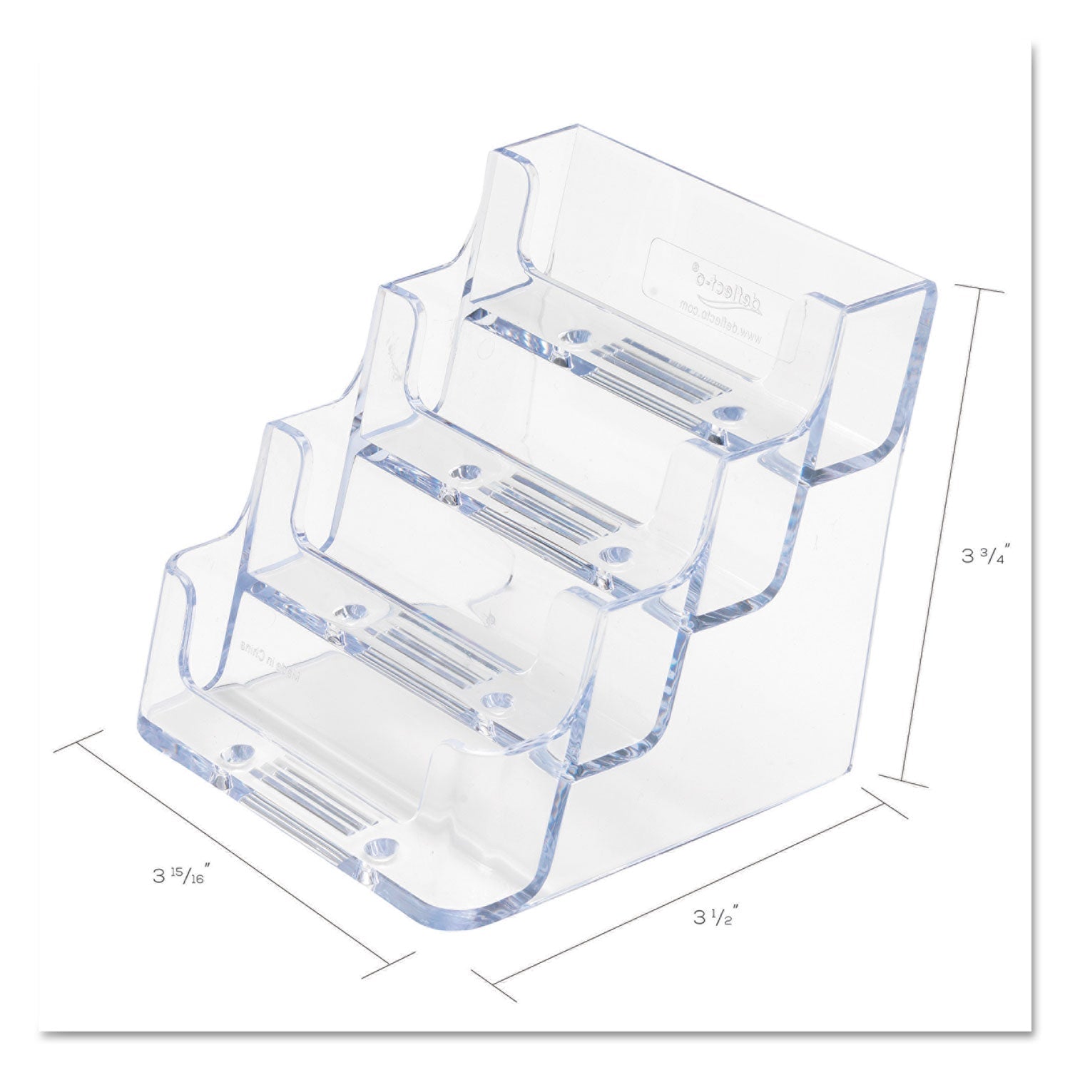 deflecto® 4-Pocket Business Card Holder, Holds 200 Cards, 3.94 X 3.5 X 3.75, Plastic, Clear