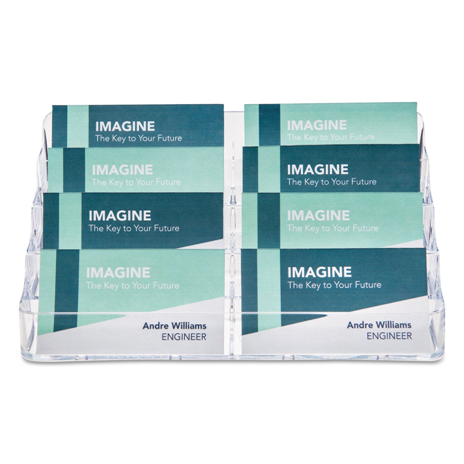 deflecto® 8-Pocket Business Card Holder, Holds 400 Cards, 7.78 X 3.5 X 3.38, Plastic, Clear