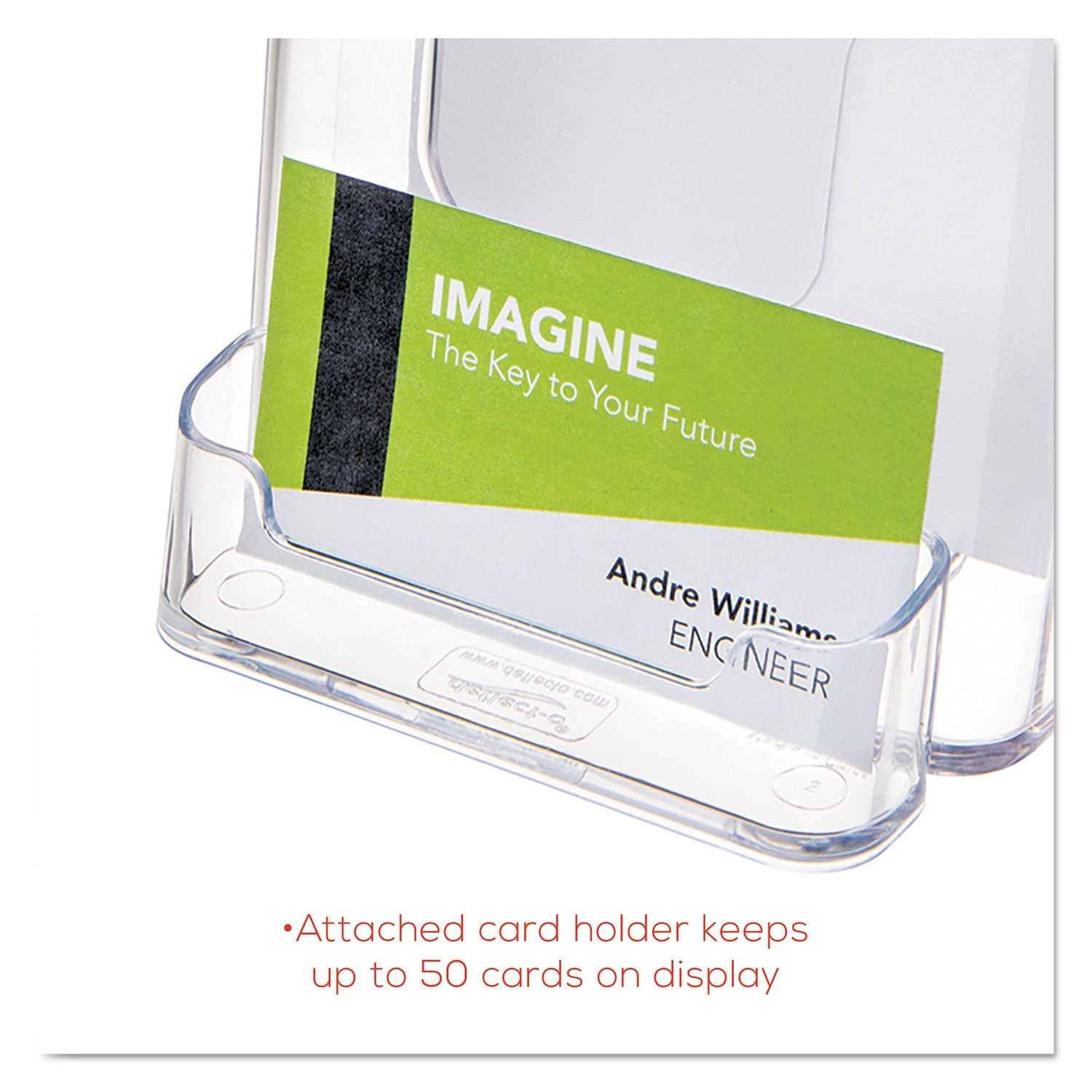 deflecto® Docuholder For Countertop/wall-Mount W/card Holder, 4.38w X 4.25d X 7.75h, Clear