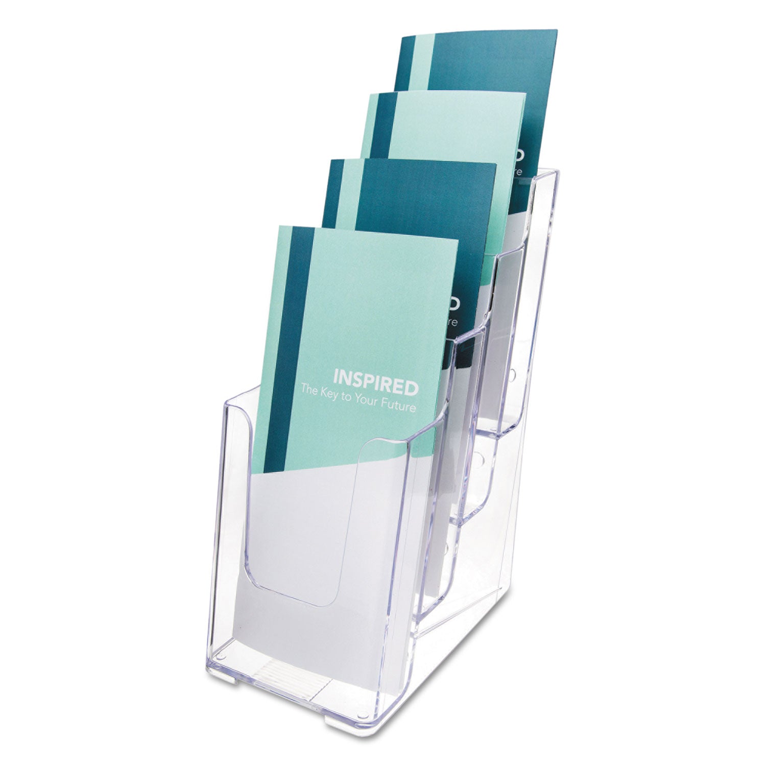 deflecto® 4-Compartment Docuholder, Leaflet Size, 4.88w X 6.13d X 10h, Clear