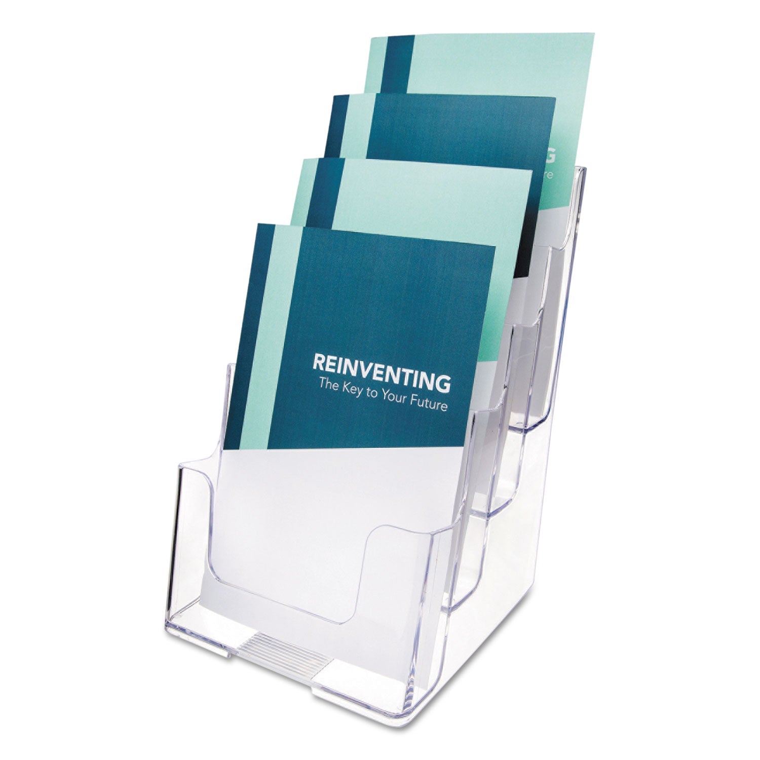 deflecto® 4-Compartment Docuholder, Booklet Size, 6.88w X 6.25d X 10h, Clear