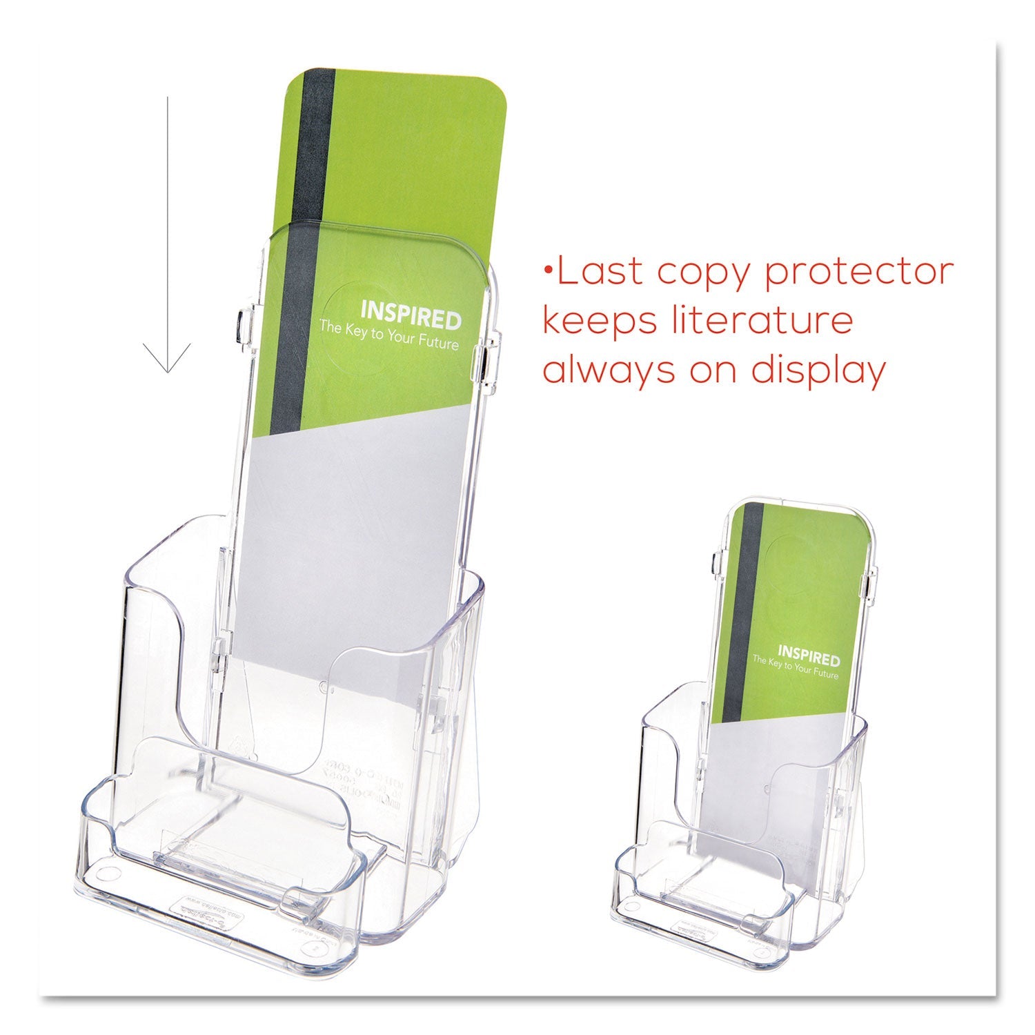 deflecto® Docuholder For Countertop/wall-Mount W/card Holder, 4.38w X 4.25d X 7.75h, Clear