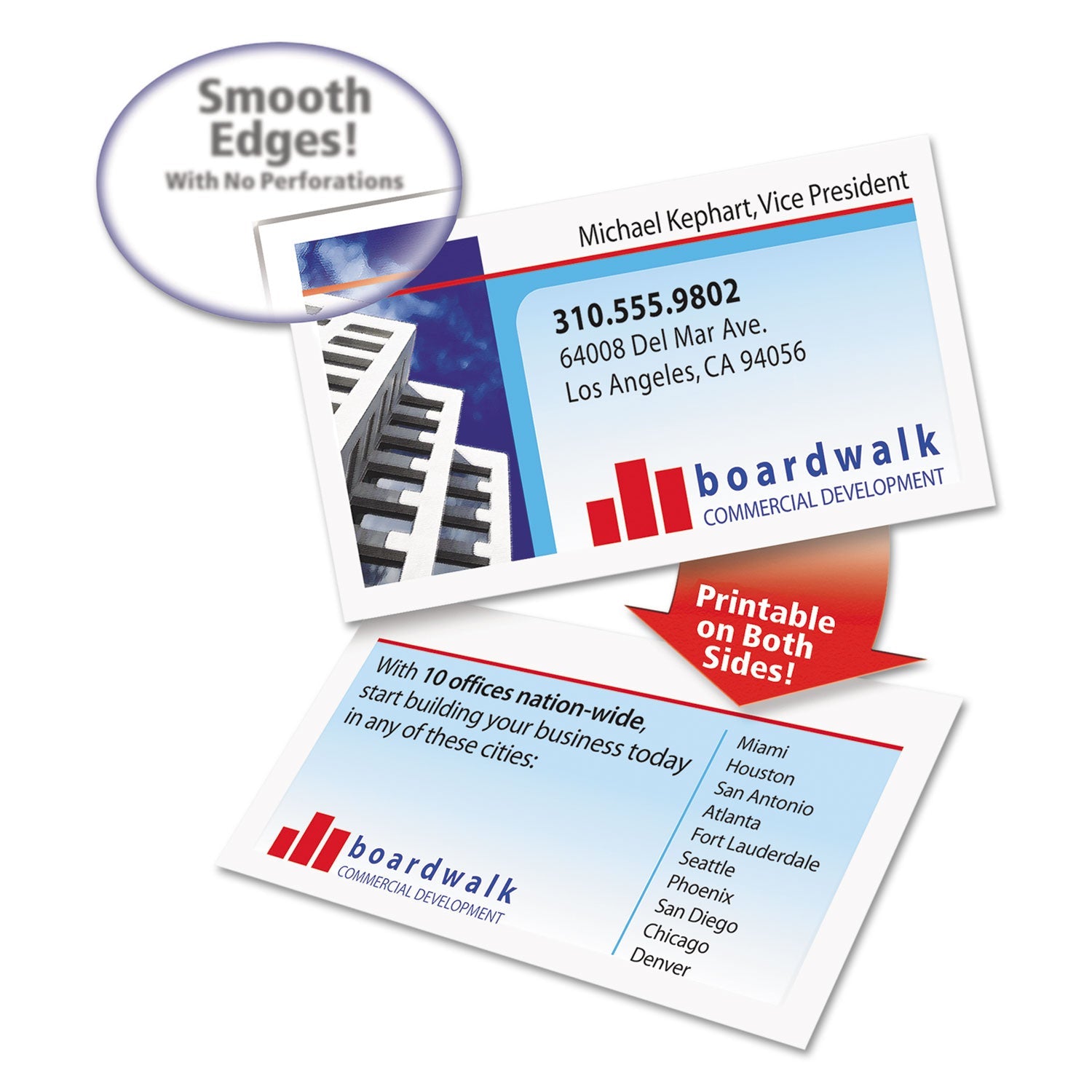 Avery® Clean Edge Business Cards, Laser, 2 X 3.5, White, 1,000 Cards, 10 Cards/sheet, 100 Sheets/box