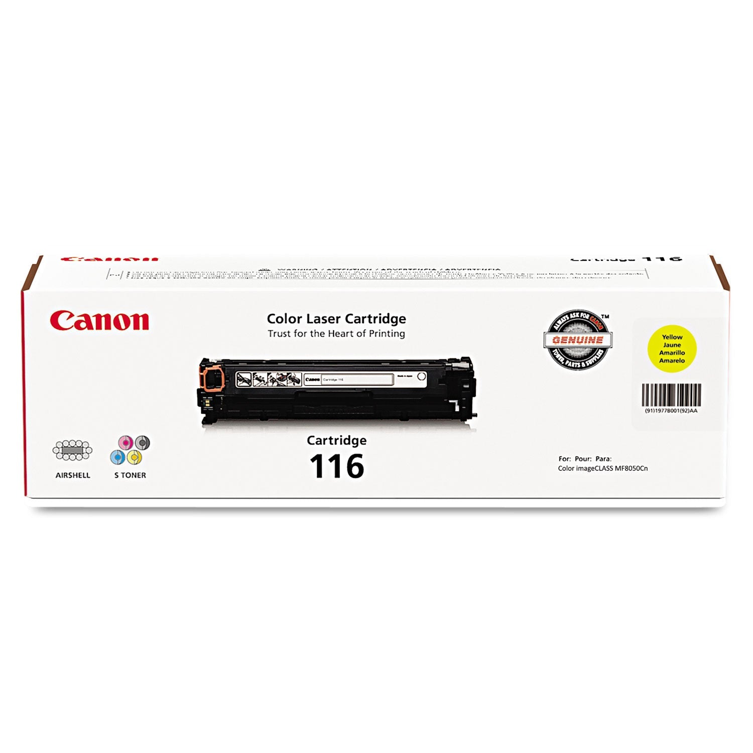 Canon® 1977b001 (116) Toner, 1,500 Page-Yield, Yellow