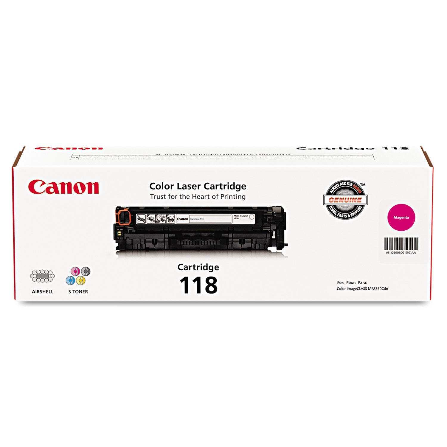 Canon® 2660b001 (118) Toner, 2,900 Page-Yield, Magenta