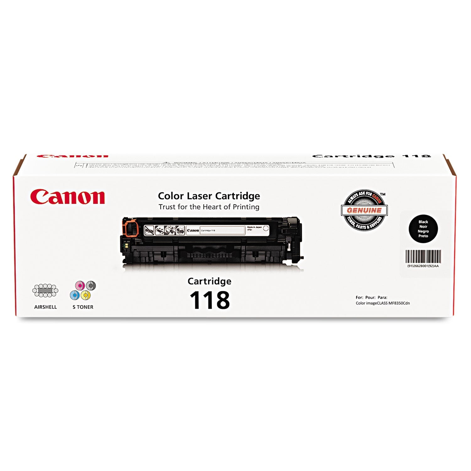 Canon® 2662b001 (118) Toner, 3,400 Page-Yield, Black