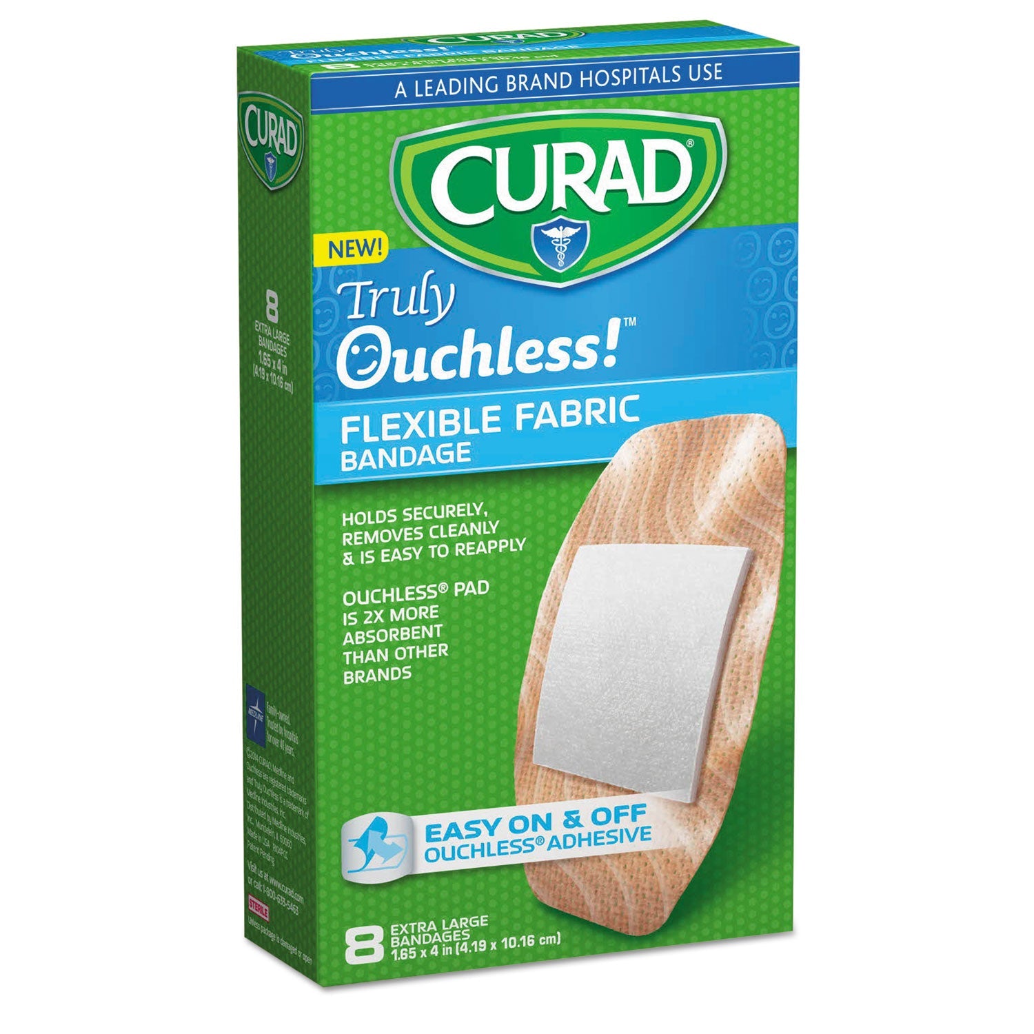Curad Ouchless Flex Fabric Bandages | 8/Box