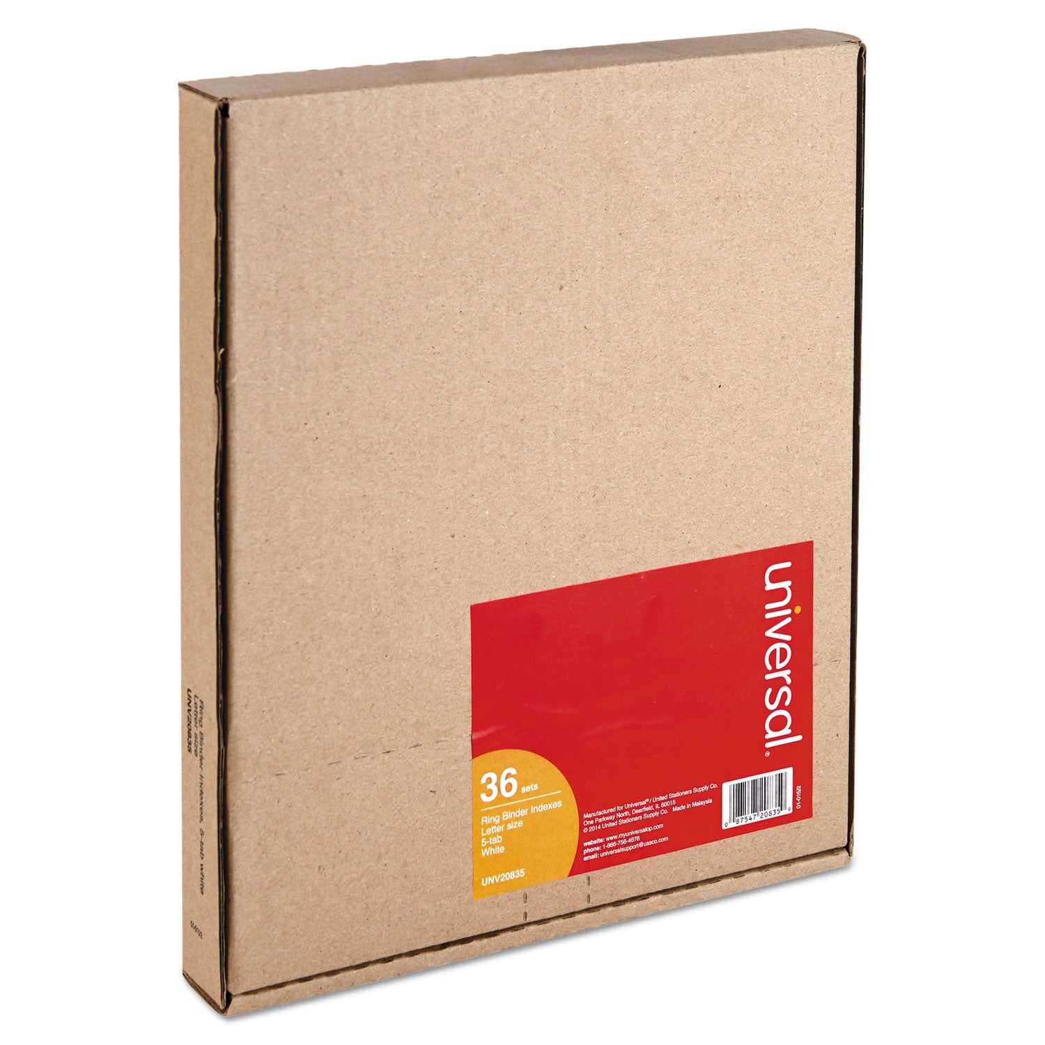 Universal® Self-Tab Index Dividers, 5-Tab, 11 X 8.5, White, 36 Sets