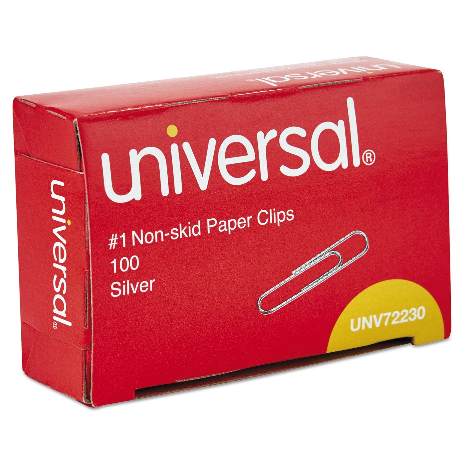 Universal® Paper Clips, #1, Nonskid, Silver, 100 Clips/Box, 10 Boxes/Pack