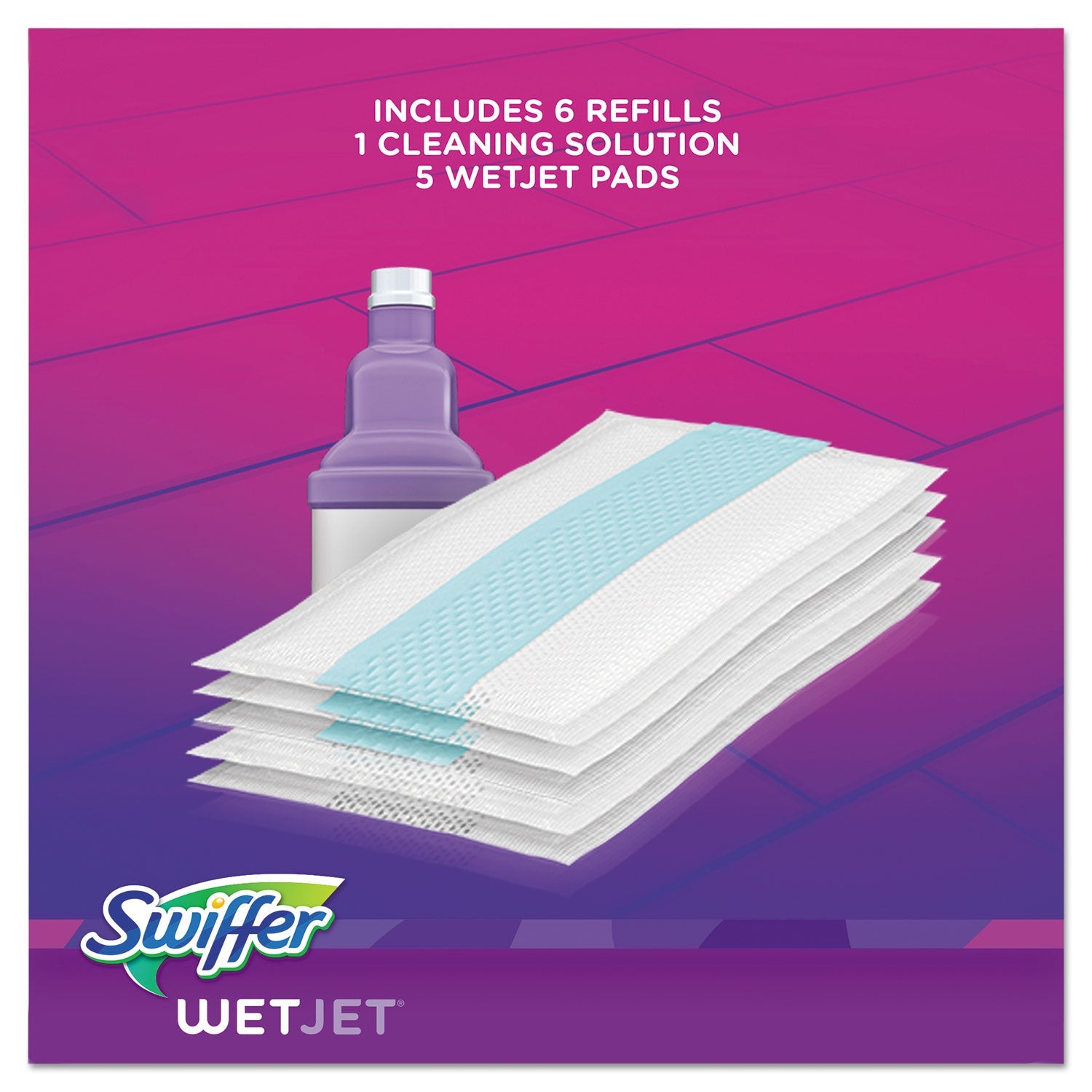 Swiffer® Wetjet Mop, 11 X 5 White Cloth Head, 46" Purple/silver Aluminum/plastic Handle