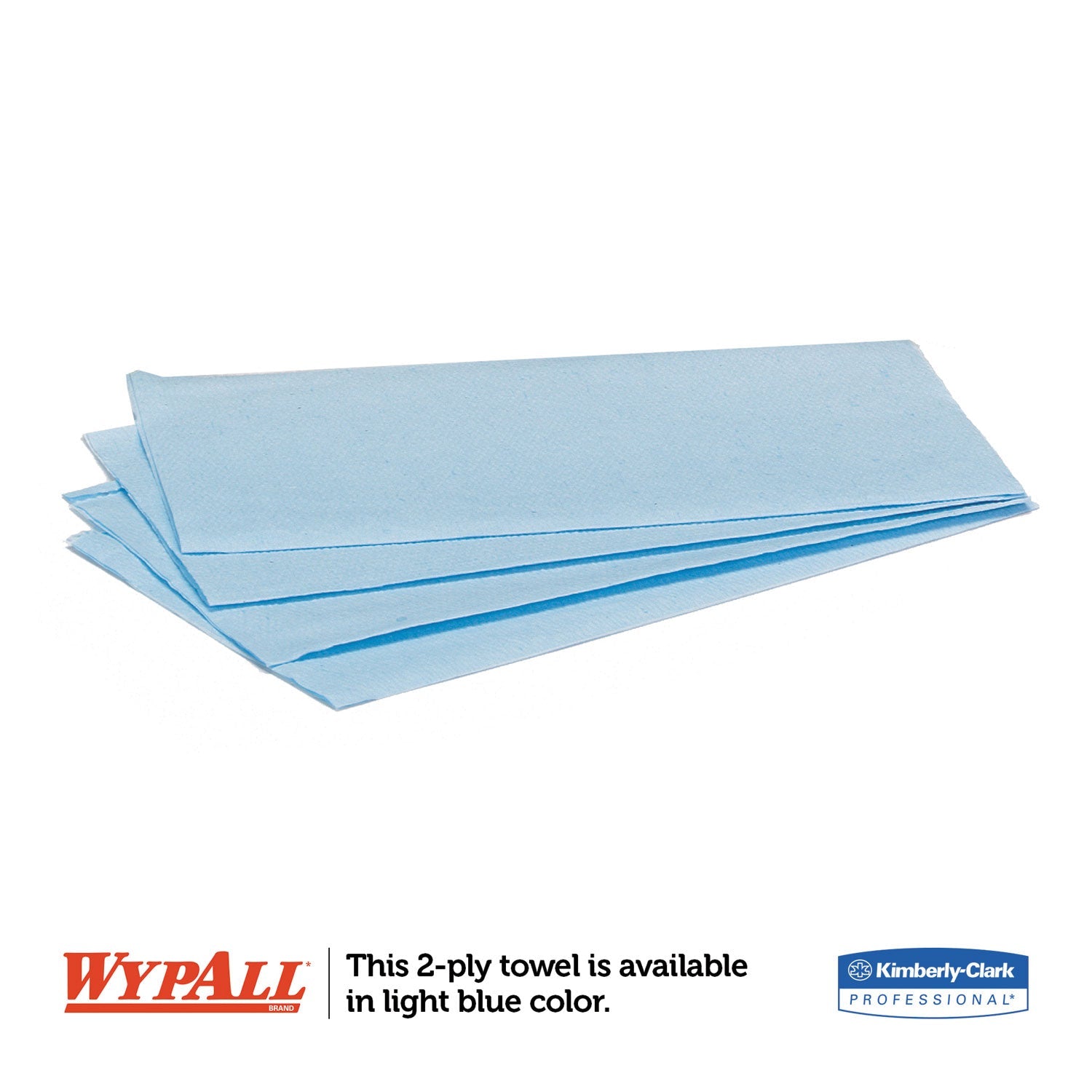 WypAll® L10 Windshield Wipers, Banded, 2-Ply, 9.38 x 10.25, Light Blue, 140/Pack, 16 Packs/Carton