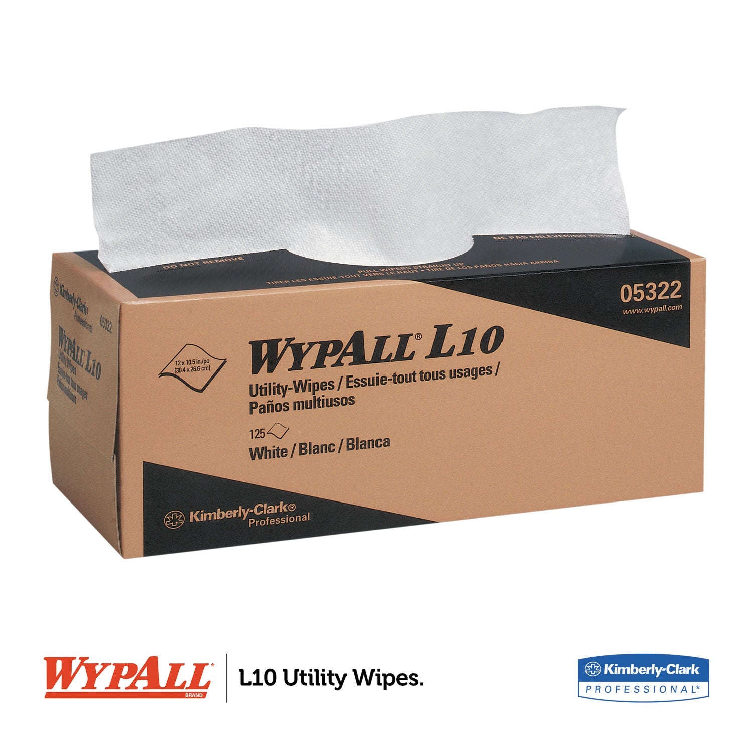 WypAll® L10 Towels POP-UP Box, 1-Ply, 12 x 10.25, White, 125/Box, 18 Boxes/Carton