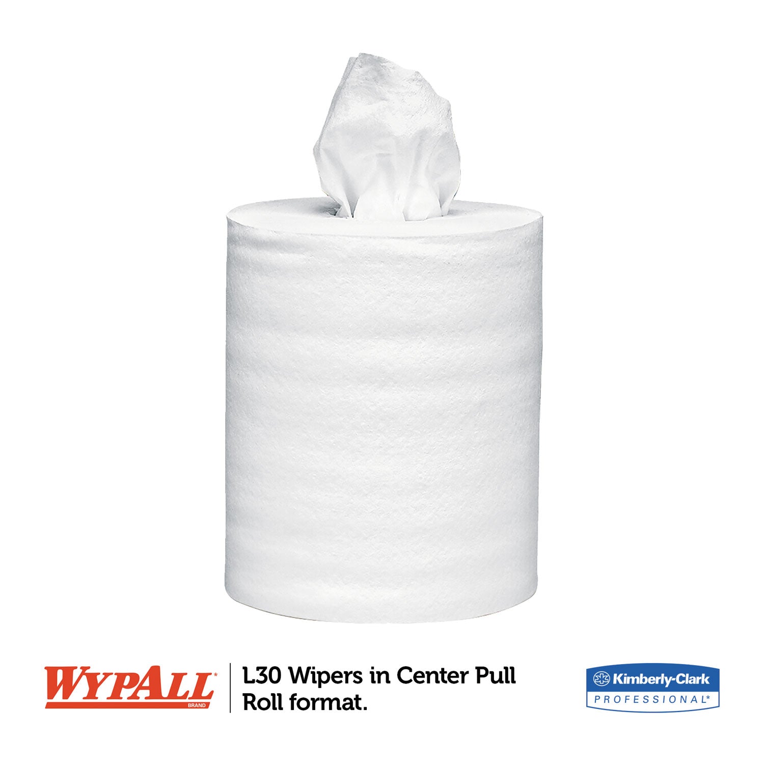 WypAll® L30 Towels, Center-Pull Roll, 9.8 x 15.2, White, 300/Roll, 2 Rolls/Carton