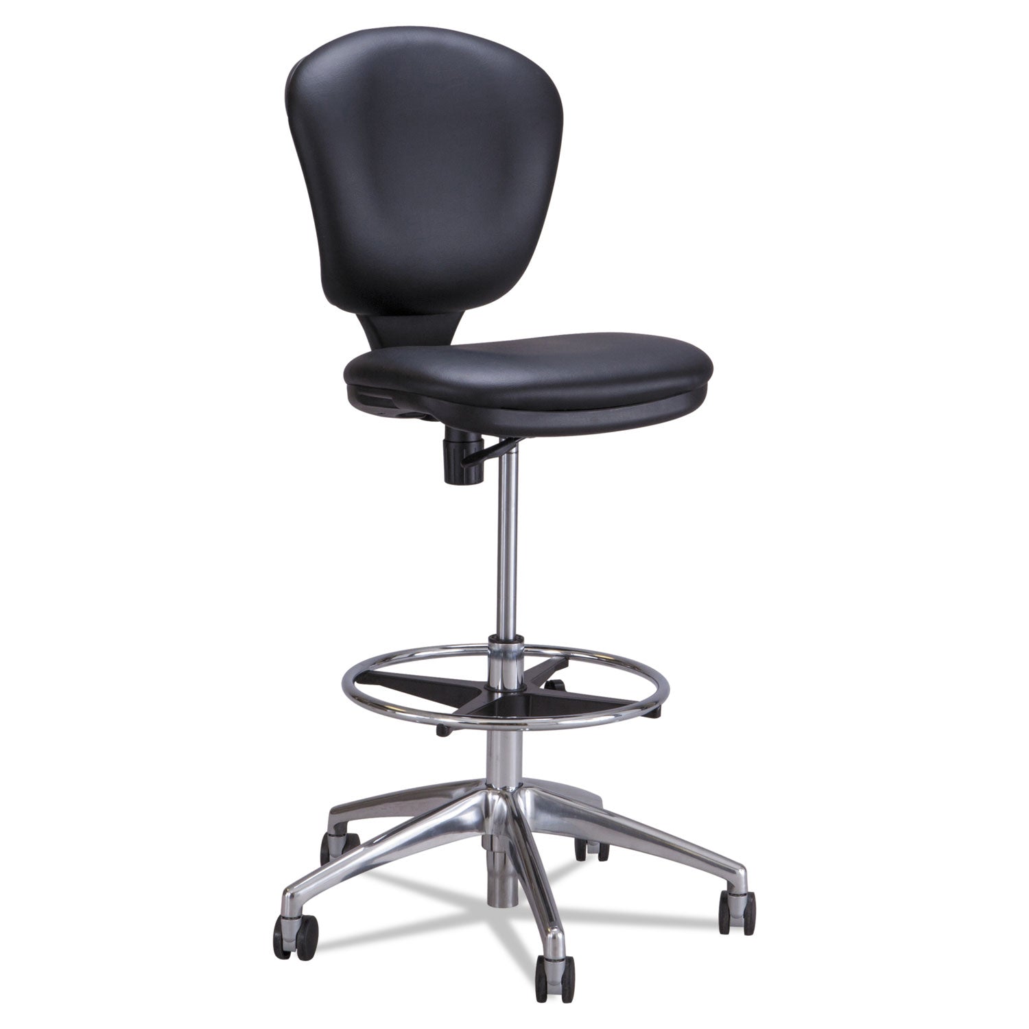 Safco® Metro Collection Extended-Height Chair, Supports Up to 250 lb, 23" to 33" Seat Height, Black Vinyl Seat/Back, Chrome Base