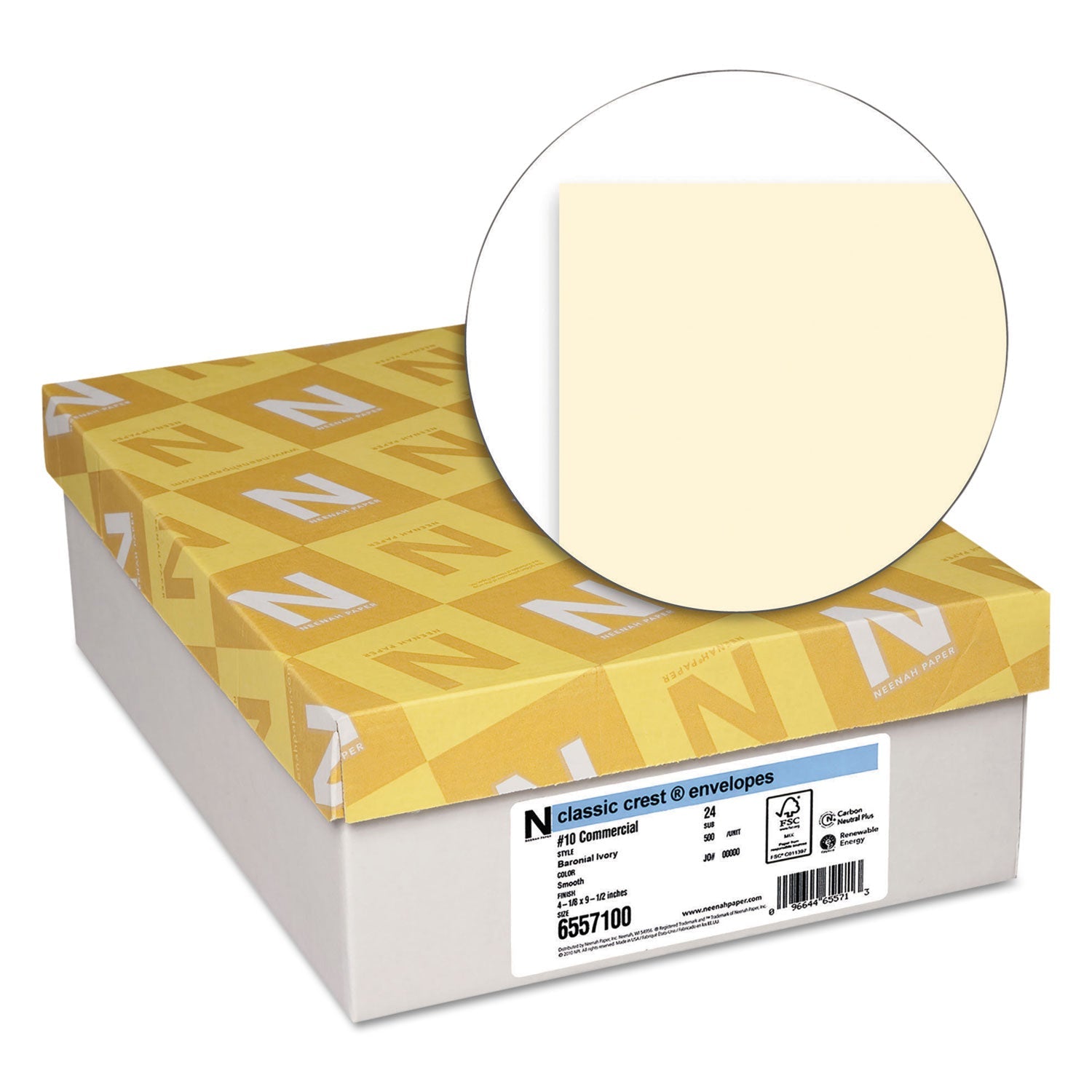 Neenah Paper Classic Crest #10 Envelope, Commercial Flap, Gummed Closure, 4.13 X 9.5, Baronial Ivory, 500/box - Bloom Skins