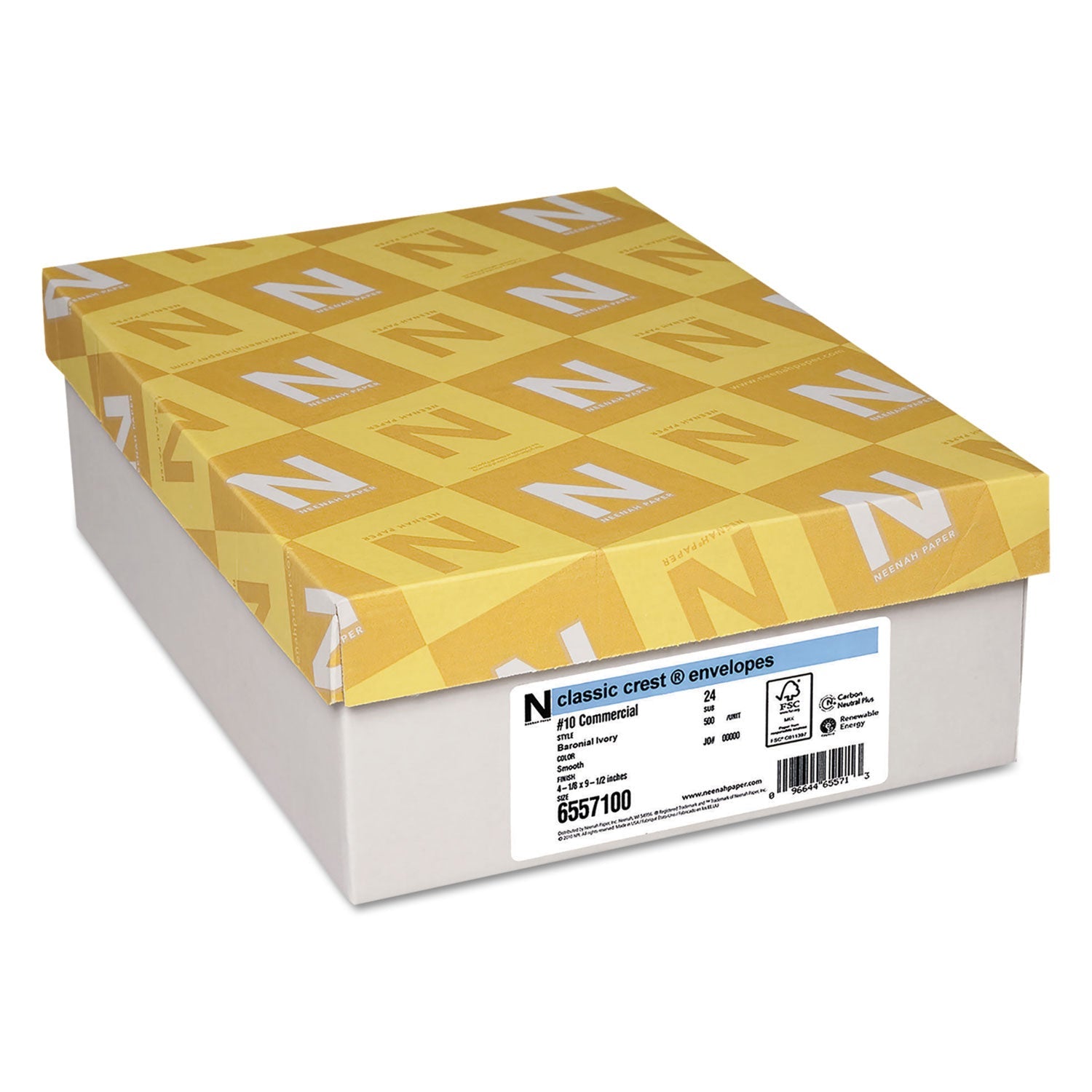 Neenah Paper Classic Crest #10 Envelope, Commercial Flap, Gummed Closure, 4.13 X 9.5, Baronial Ivory, 500/box - Bloom Skins