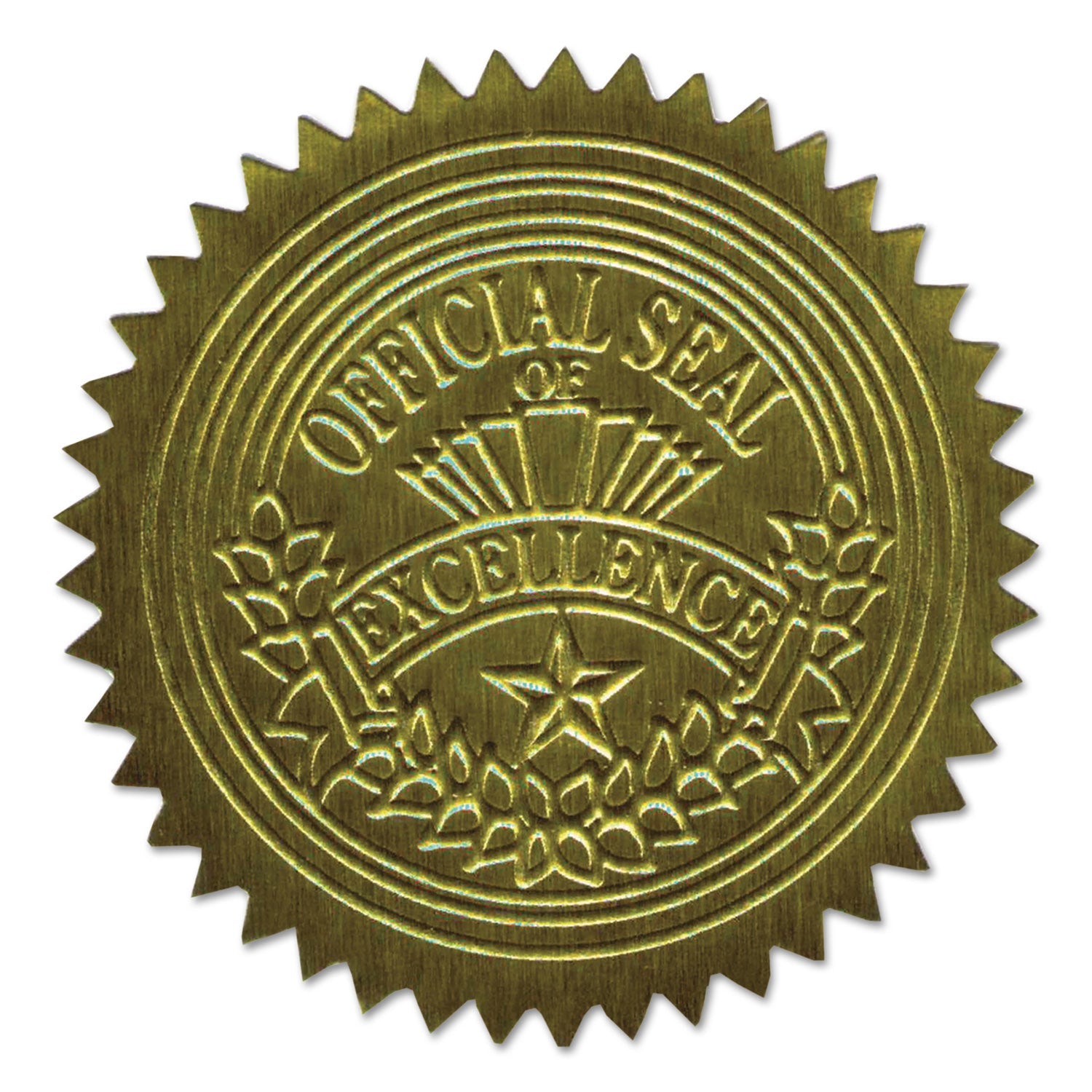 Geographics® Self-Adhesive Embossed Seals, 2" dia, Gold, 20/Sheet, 5 Sheets/Pack