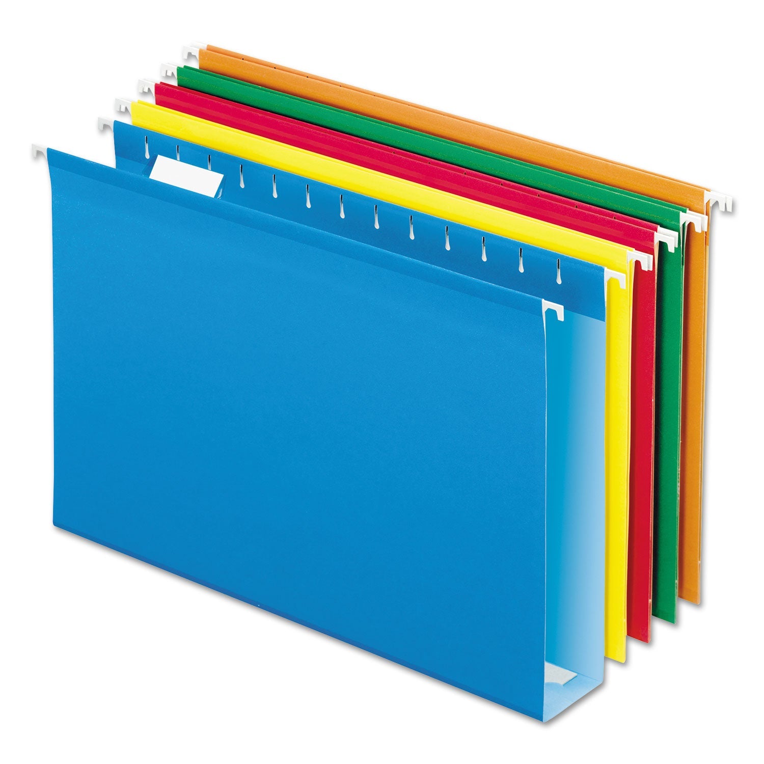Pendaflex® Extra Capacity Reinforced Hanging File Folders with Box Bottom, 2" Capacity, Legal Size, 1/5-Cut Tabs, Assorted Colors,25/BX