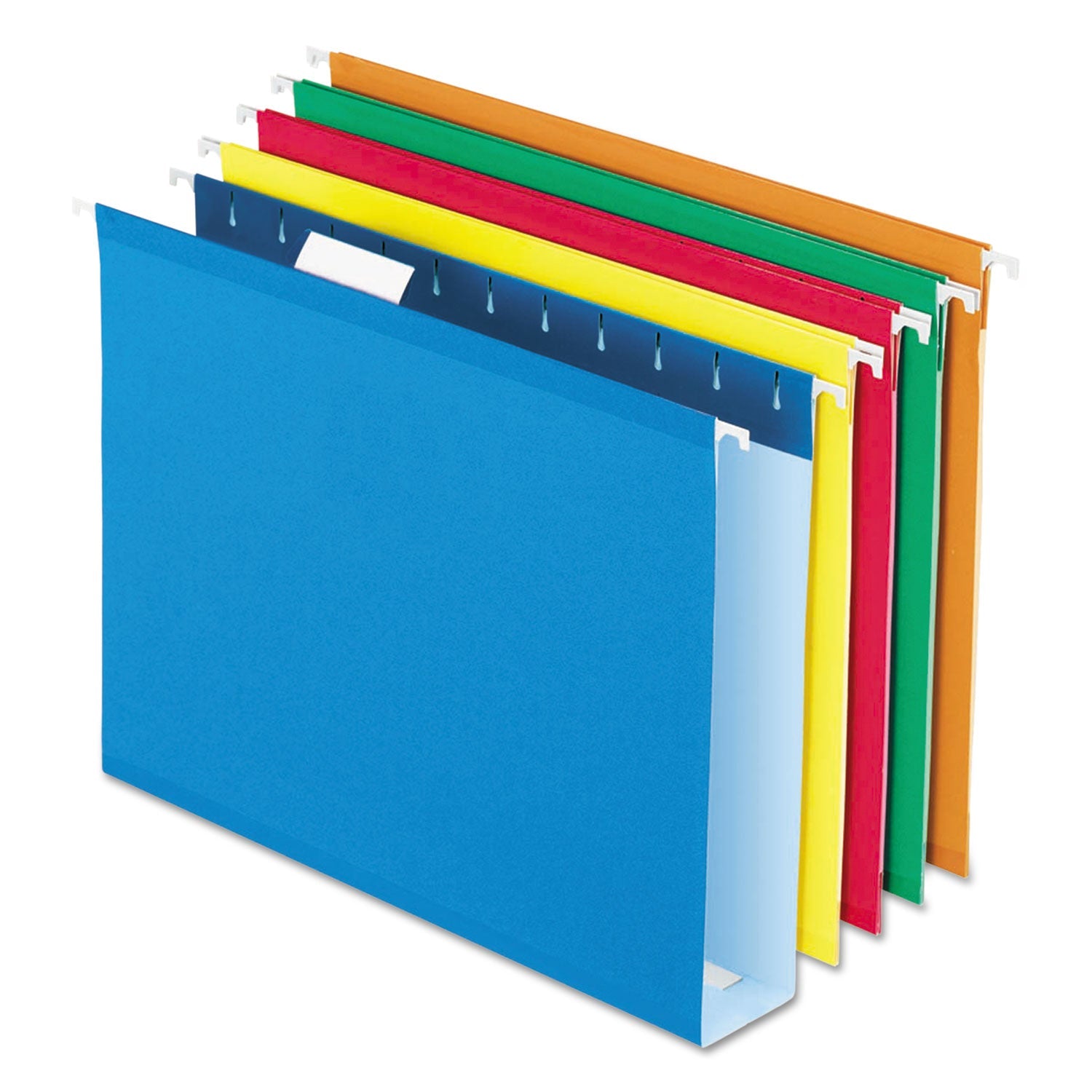 Pendaflex® Extra Capacity Reinforced Hanging File Folders with Box Bottom, 2" Capacity, Letter Size, 1/5-Cut Tab, Assorted Colors,25/BX
