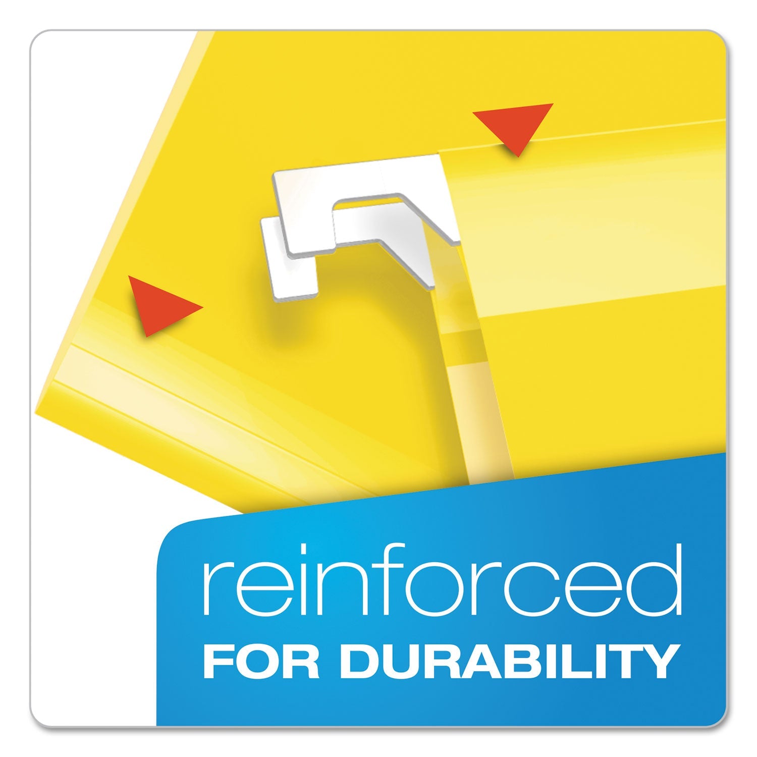 Pendaflex® Extra Capacity Reinforced Hanging File Folders with Box Bottom, 2" Capacity, Legal Size, 1/5-Cut Tabs, Yellow, 25/Box