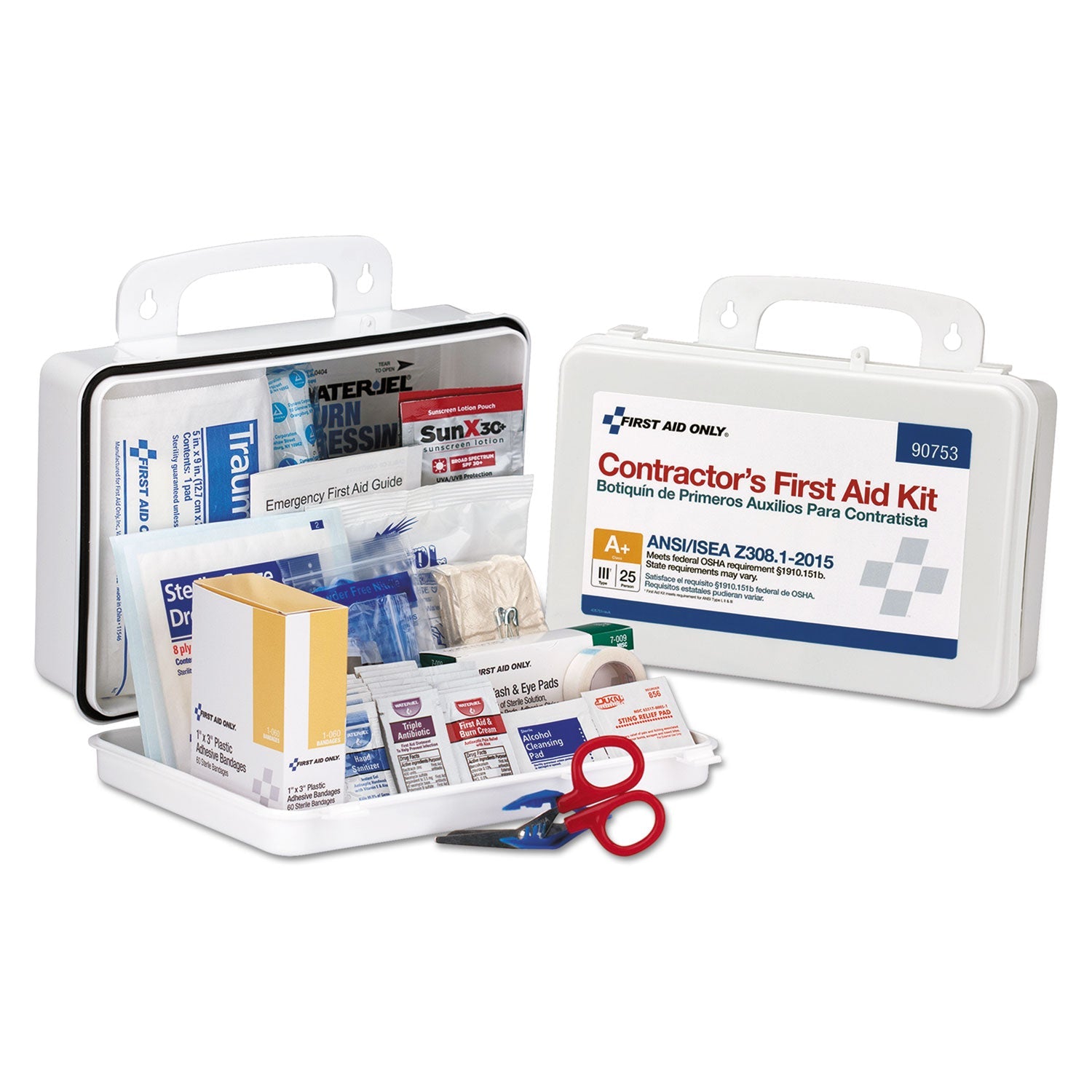 First Aid Only™ Contractor Ansi Class A+ First Aid Kit For 25 People, 128 Pieces, Plastic Case - Bloom Skins