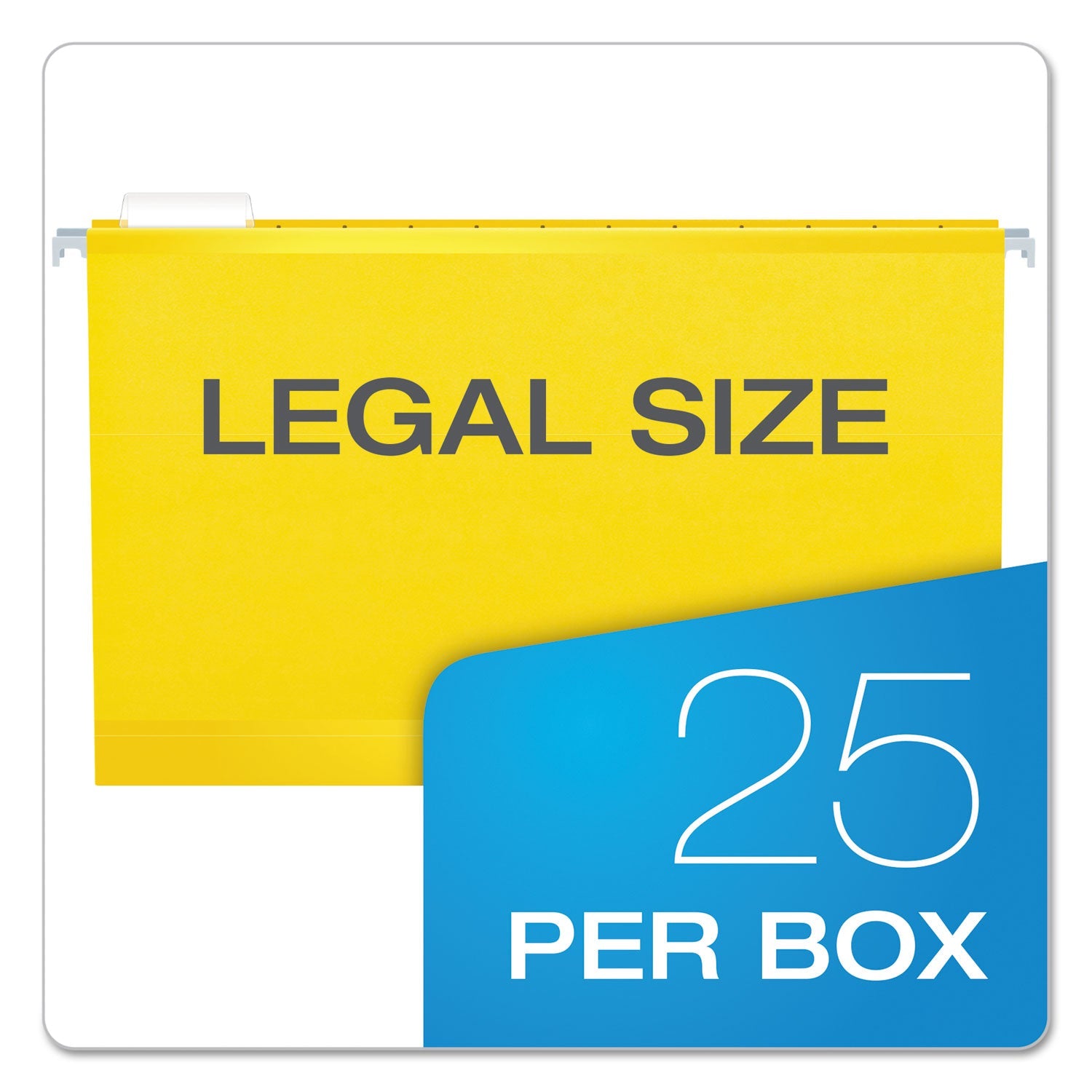 Pendaflex® Extra Capacity Reinforced Hanging File Folders with Box Bottom, 2" Capacity, Legal Size, 1/5-Cut Tabs, Yellow, 25/Box