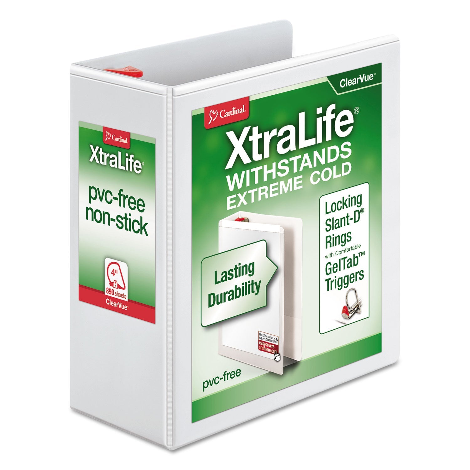 XtraLife ClearVue Slant-D Ring Binder | 4" Wht