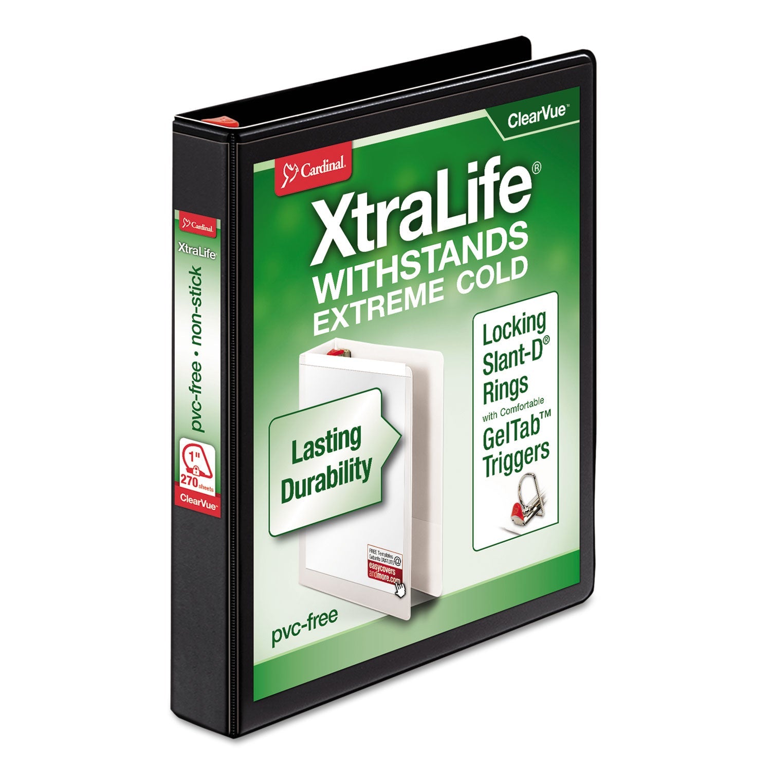XtraLife ClearVue Slant-D Ring Binder | 1" Blk