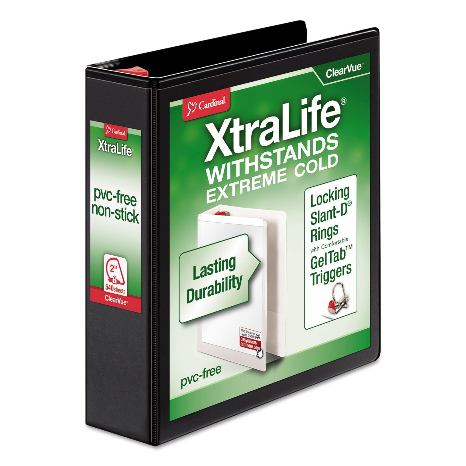 XtraLife ClearVue Slant-D Ring Binder | 2" Blk