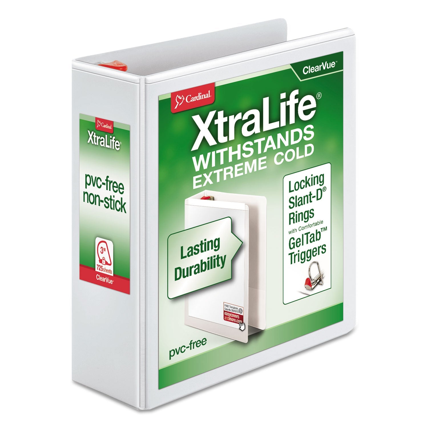 XtraLife ClearVue Slant-D Ring Binder | 3" Wht