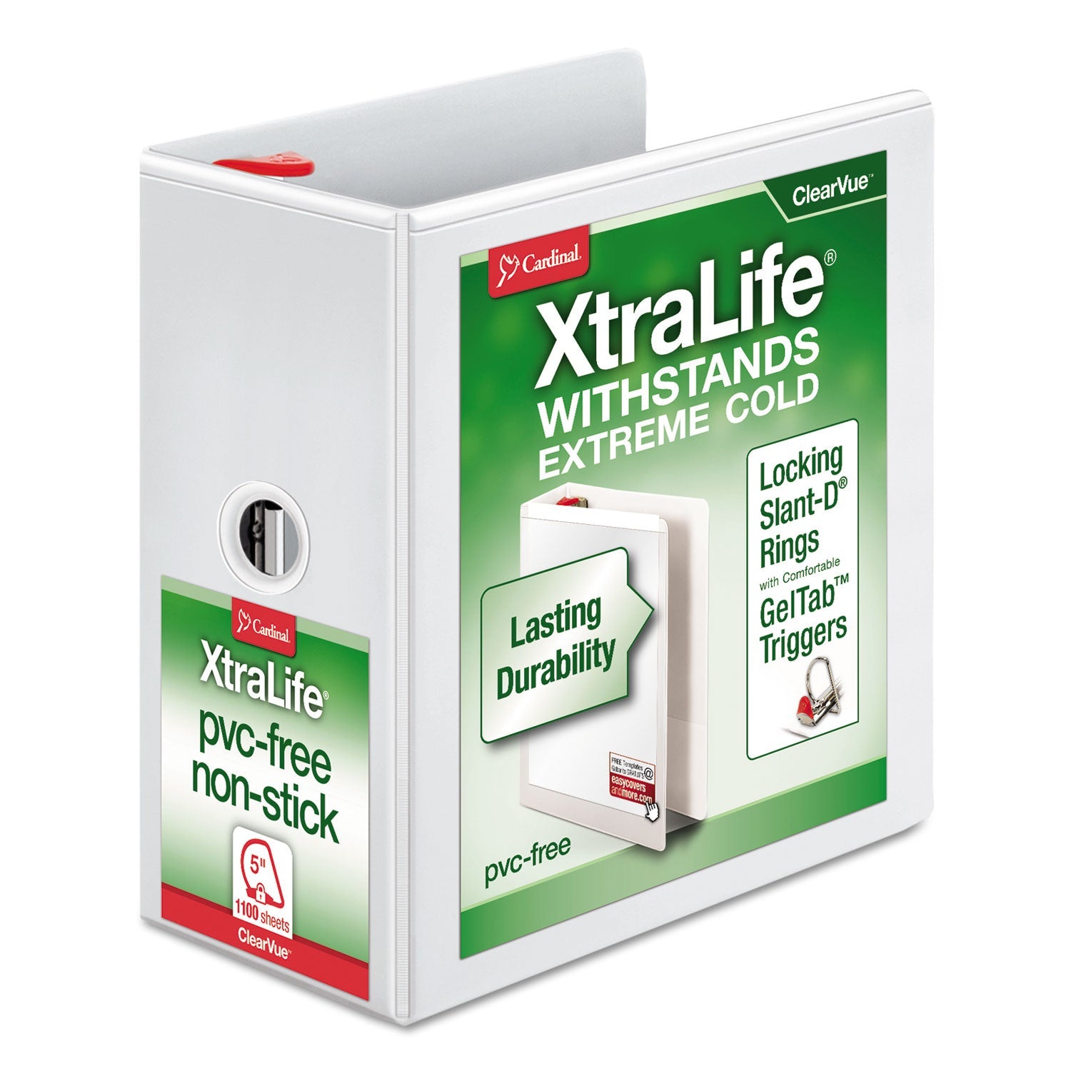 XtraLife ClearVue Slant-D Ring Binder | 5" Wht