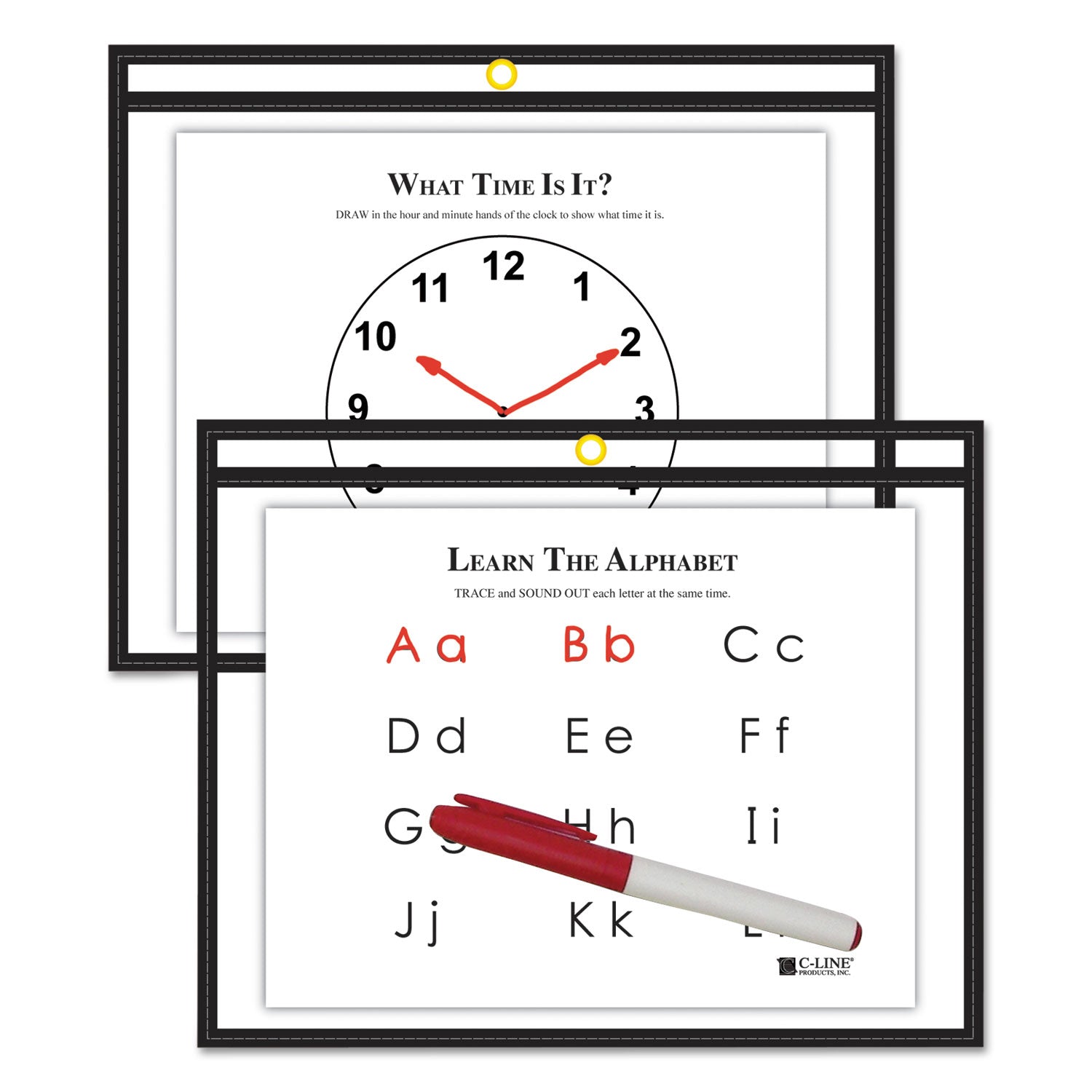 Reusable Dry Erase Pockets | 9x12 Black