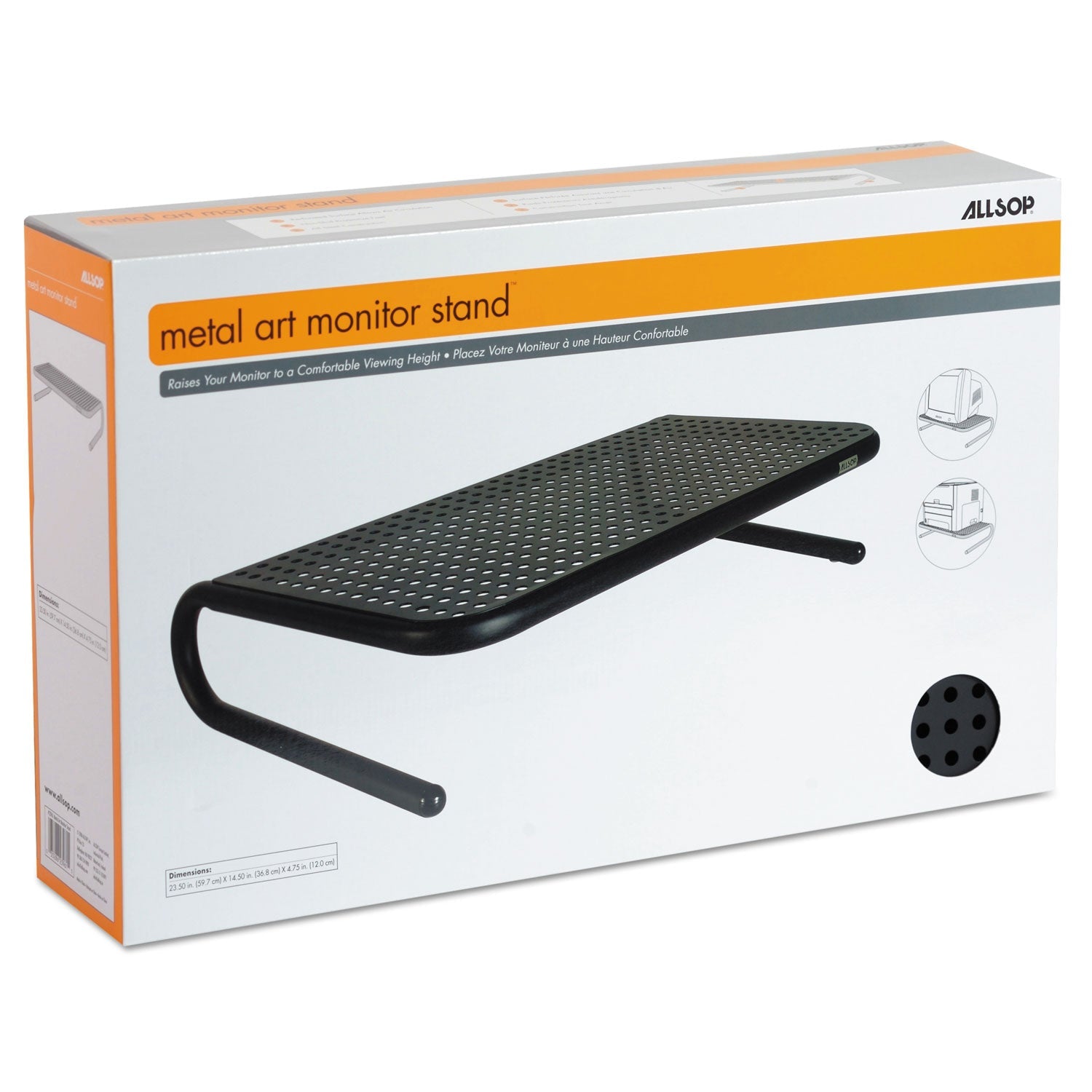 Allsop® Metal Art Monitor Stand, 19" X 12.5" X 5.25", Black, Supports 30 Lbs