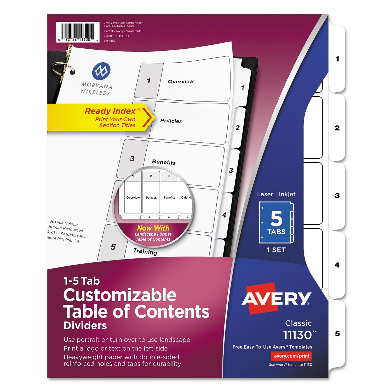 Customizable TOC Ready Index Dividers | 5-Tab