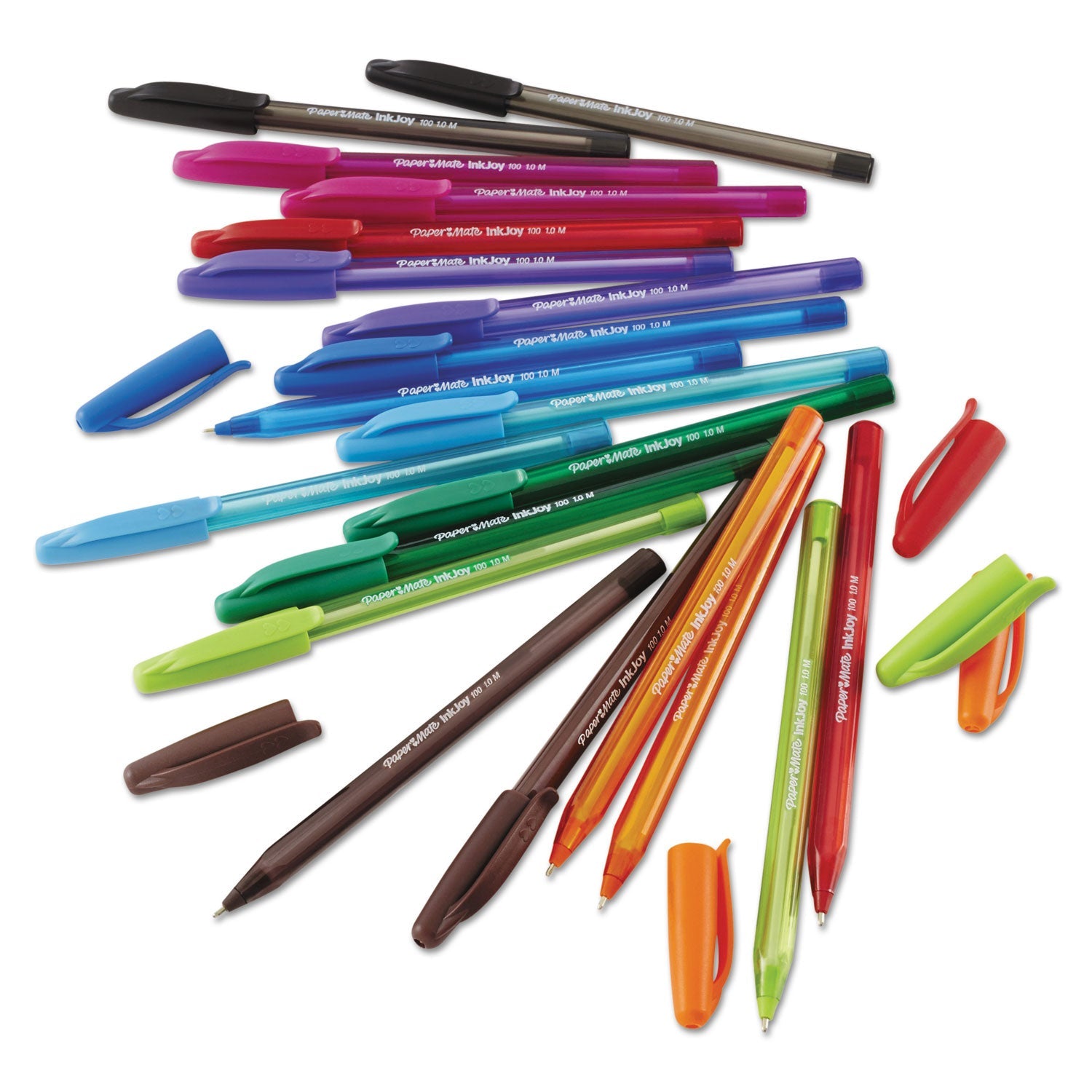 Paper Mate® InkJoy 100 Ballpoint Pen, Stick, Medium 1 mm, Blue Ink, Translucent Blue Barrel, Dozen