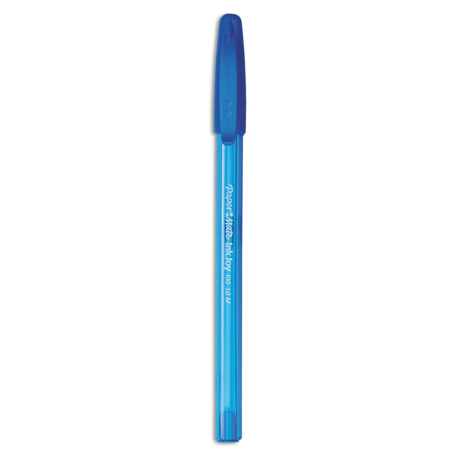 Paper Mate® InkJoy 100 Ballpoint Pen, Stick, Medium 1 mm, Blue Ink, Translucent Blue Barrel, Dozen