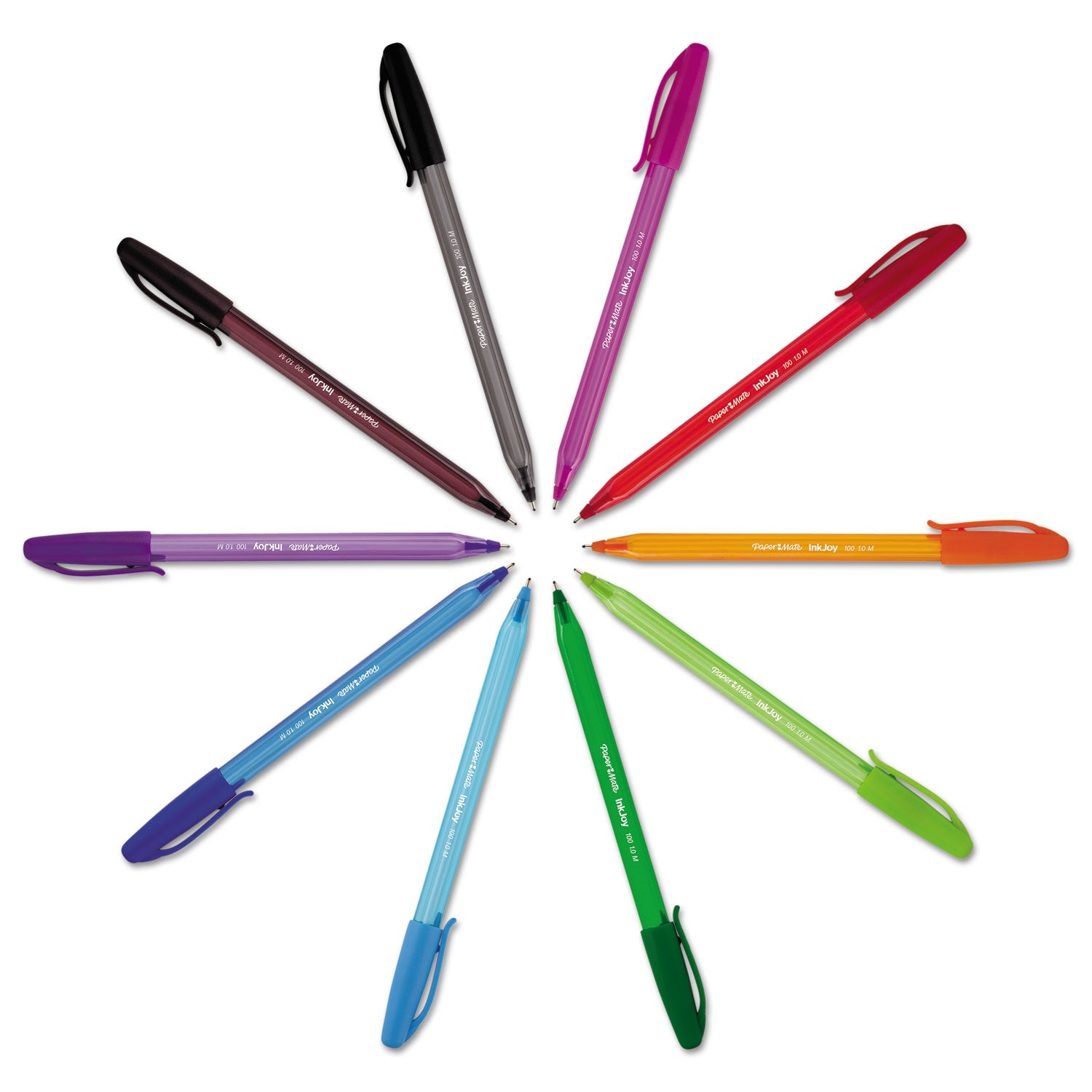 Paper Mate® InkJoy 100 Ballpoint Pen, Stick, Medium 1 mm, Blue Ink, Translucent Blue Barrel, Dozen