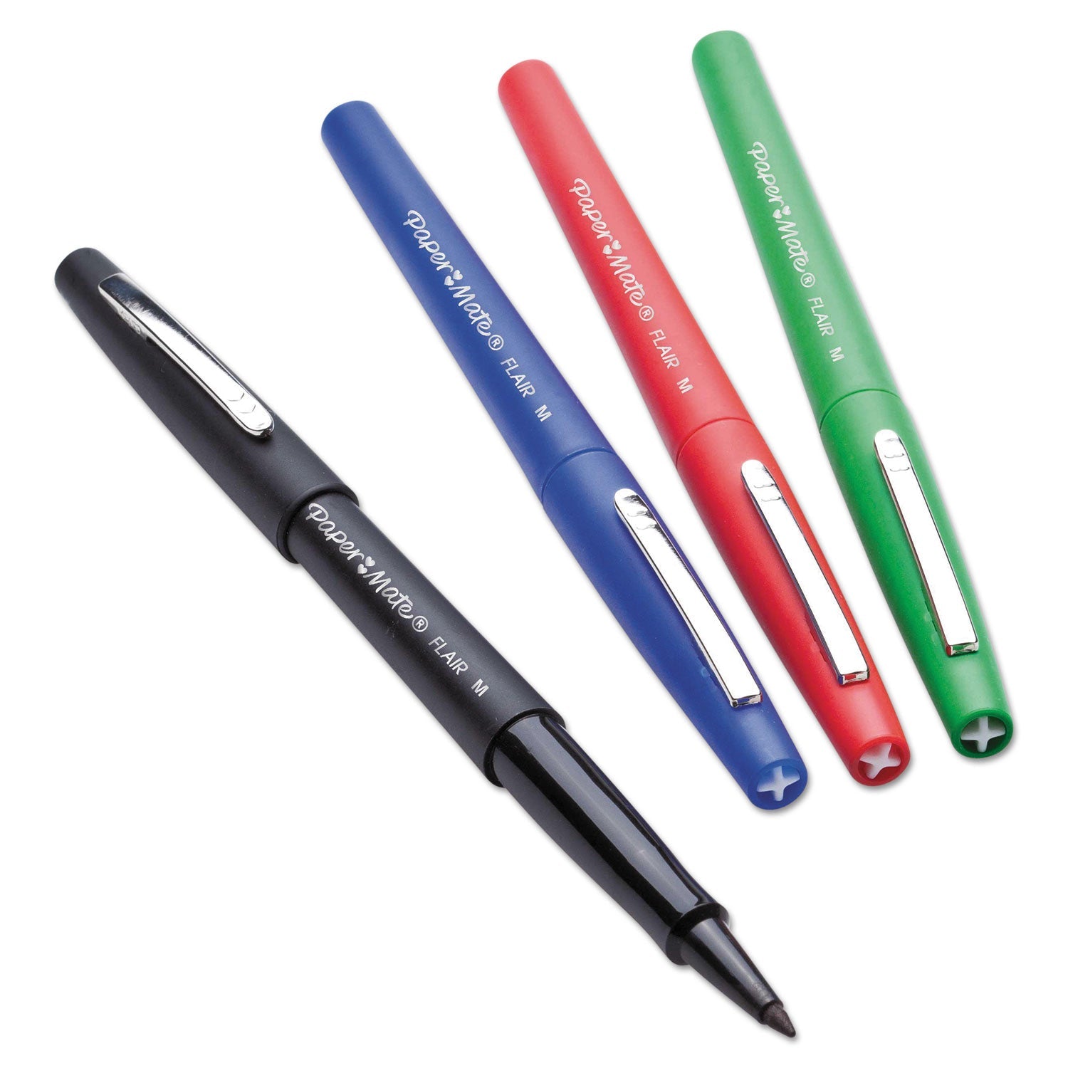 Paper Mate® Point Guard Flair Felt Tip Porous Point Pen, Stick, Medium 0.7 Mm, Red Ink, Red Barrel, Dozen