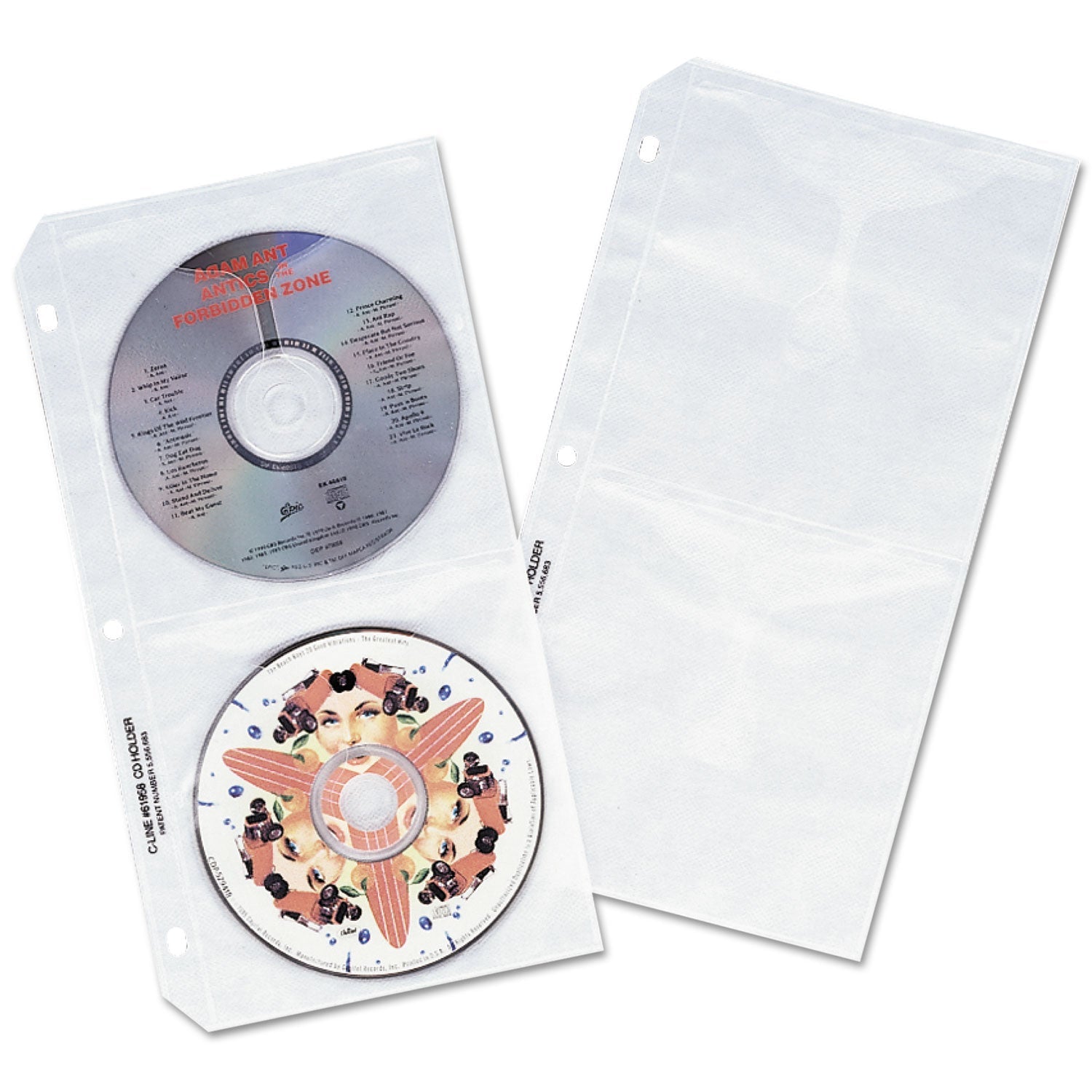 C-Line® Deluxe CD Ring Binder Storage Pages, Standard, 4 Disc Capacity, Clear/White, 10/Pack