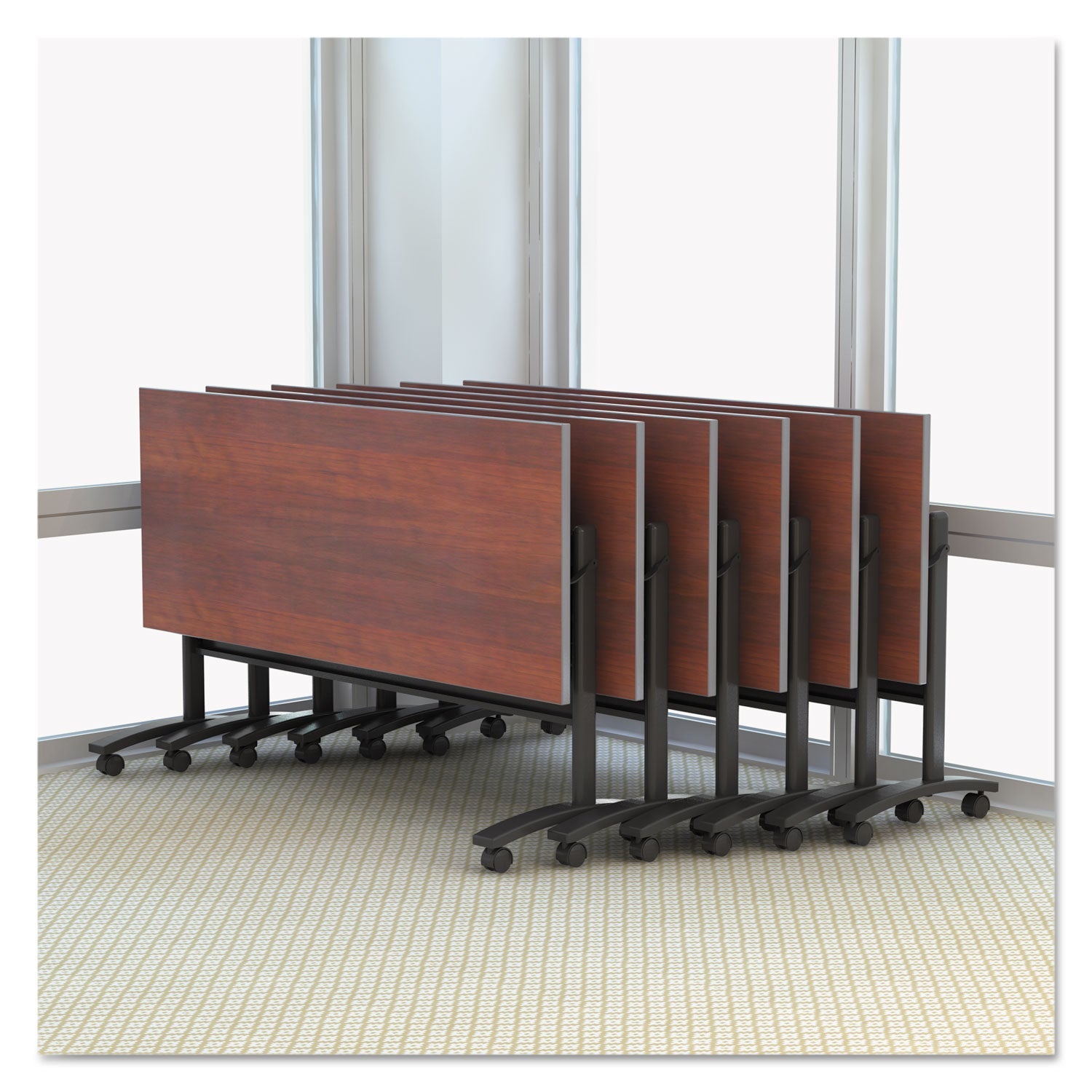 Alera® Reversible Laminate Table Top, Rectangular, 59.5w X 23.63,medium Cherry/mahogany