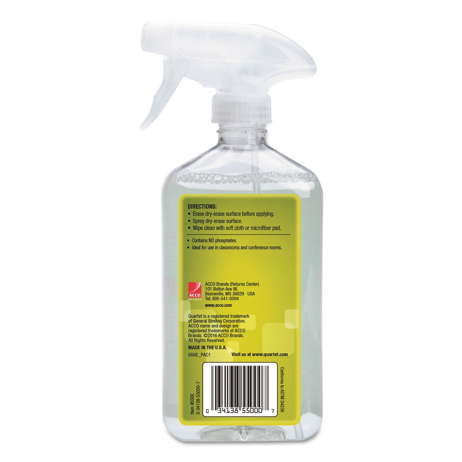 Quartet® Whiteboard Spray Cleaner For Dry Erase Boards, 17 Oz Spray Bottle