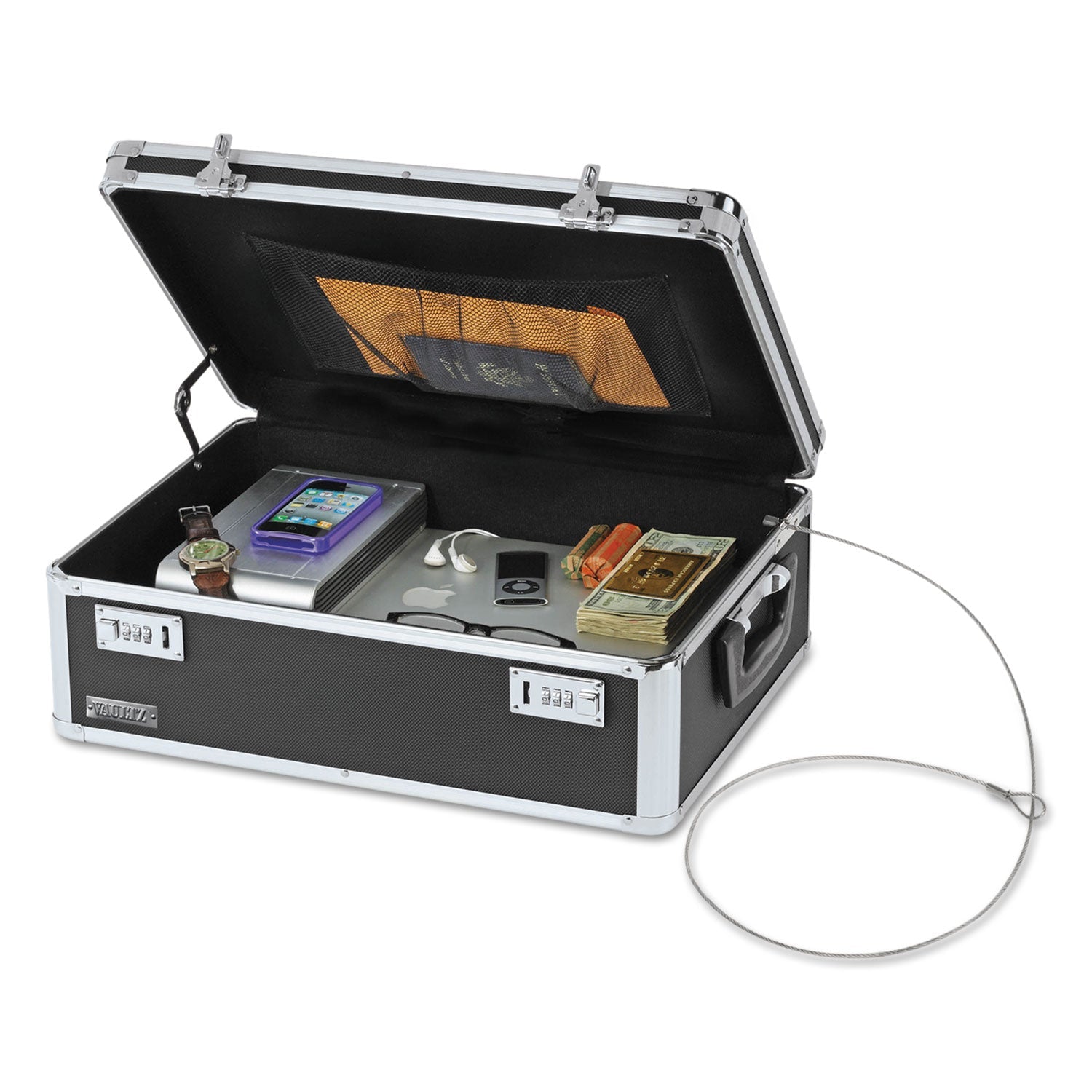 Vaultz® Locking Storage Chest, Medium Density Fiberboard, 14.5 x 8 x 19.5, Black