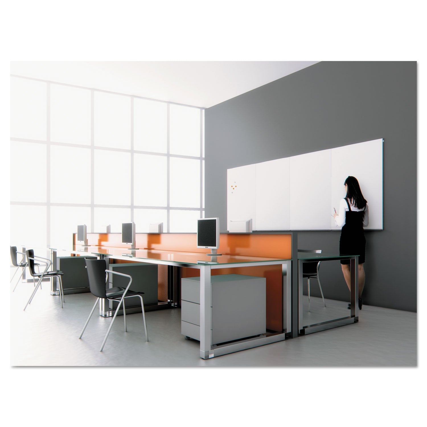 MasterVision® Magnetic Dry Erase Tile Board, 29.5" x 45", White Surface