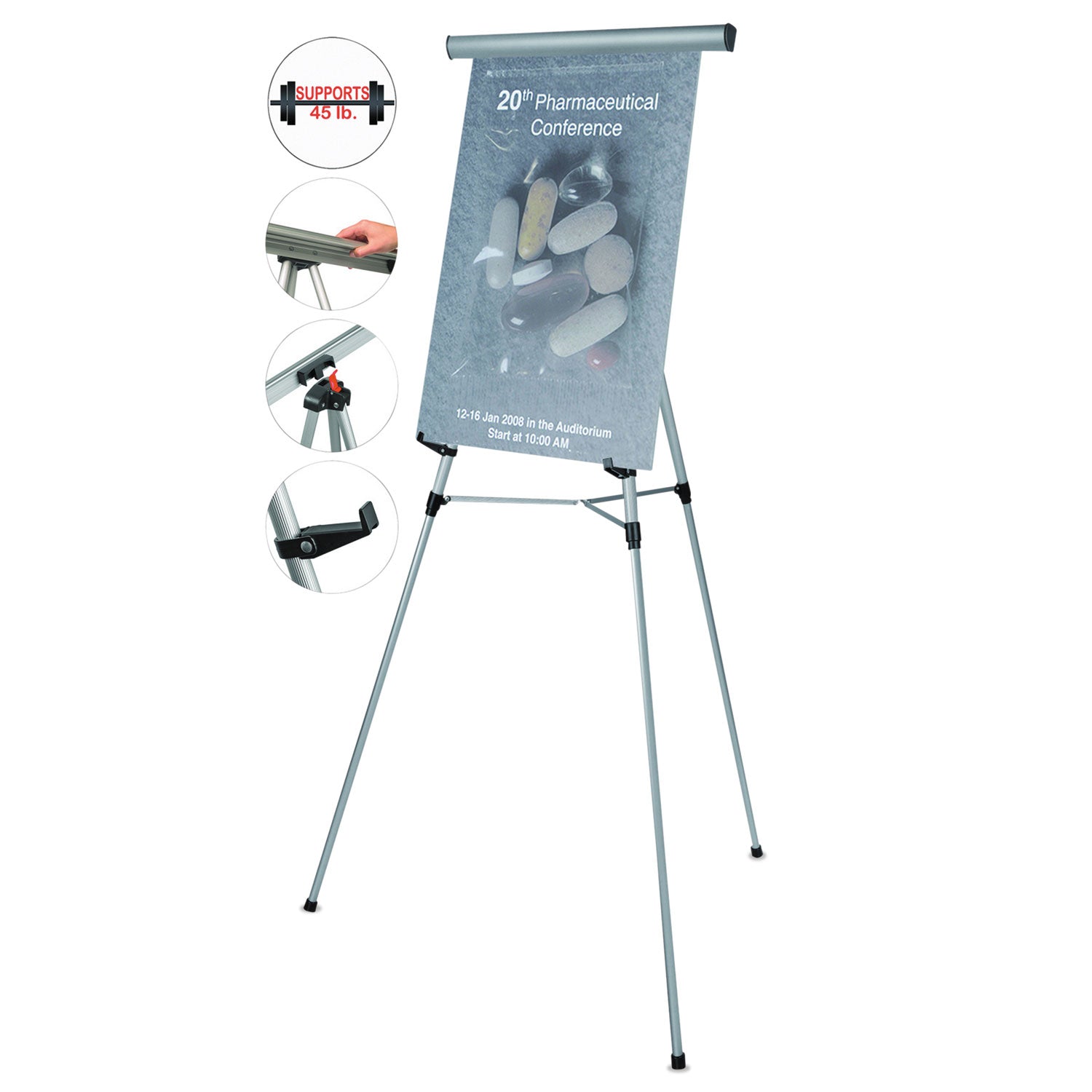 Telescoping Tripod Display Easel | Metal | Silver