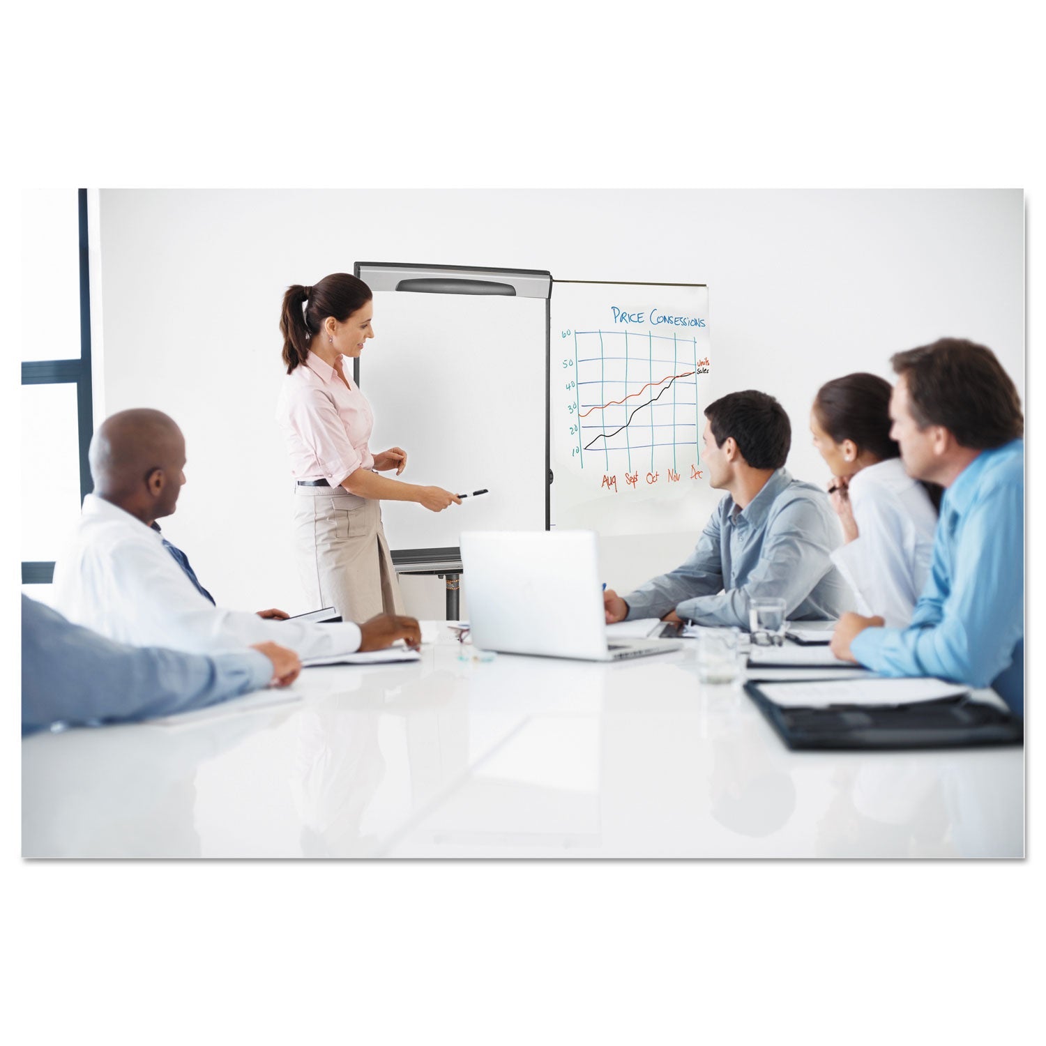 MasterVision® Tripod Extension Bar Magnetic Gold Ultra Dry Erase Easel, 30" x 36", White Surface, Black/Satin Aluminum Frame