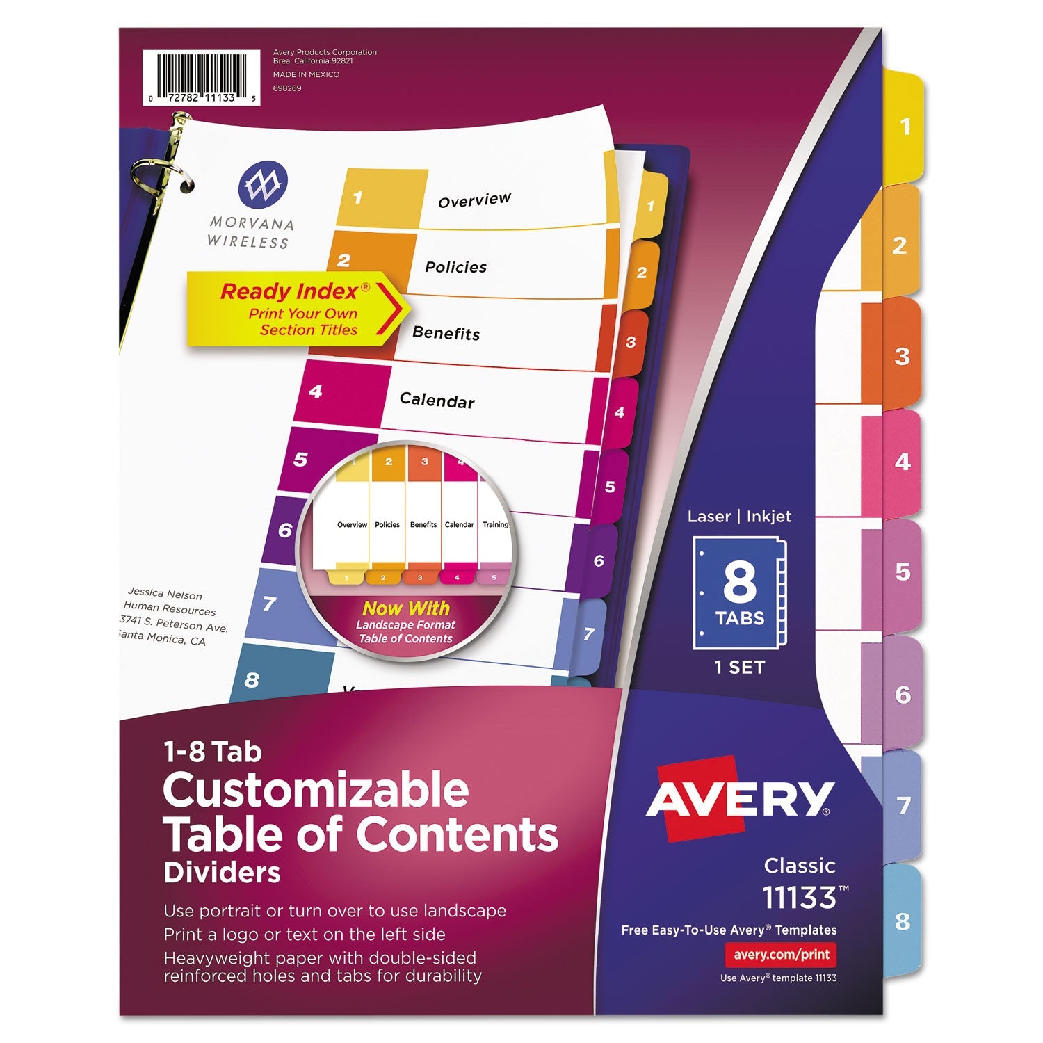 Customizable TOC Ready Index Dividers | 8-Tab