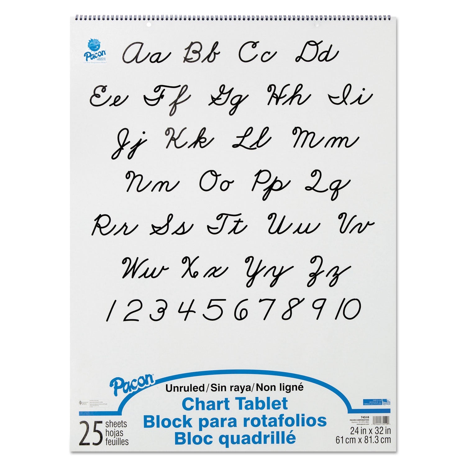 Pacon® Chart Tablets, Unruled, 24 x 32, White, 25 Sheets