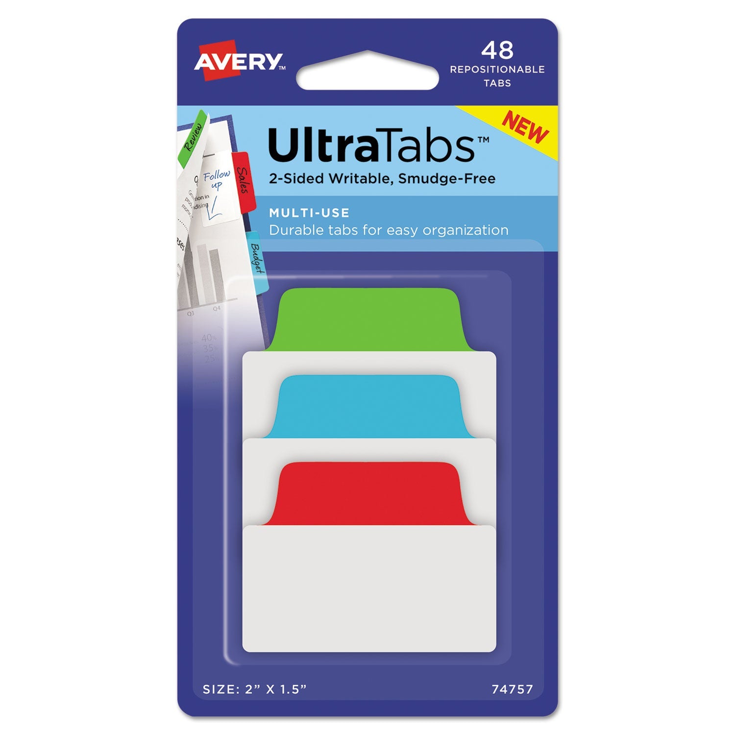 Repositionable Tabs | 2" x 1.5" | Assorted Colors