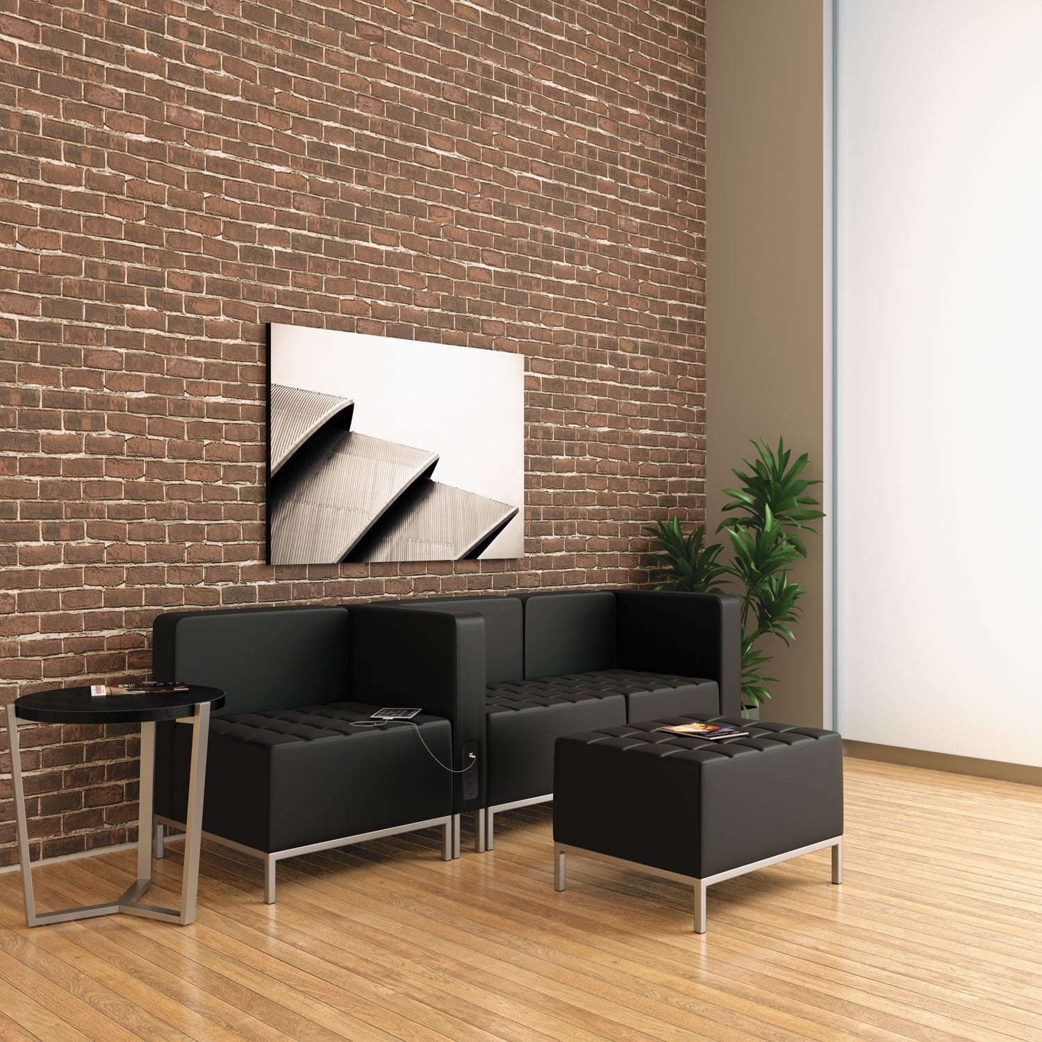 Alera® Alera QUB Series Ottoman, 26.38" x 21.5" x 17.5", Black