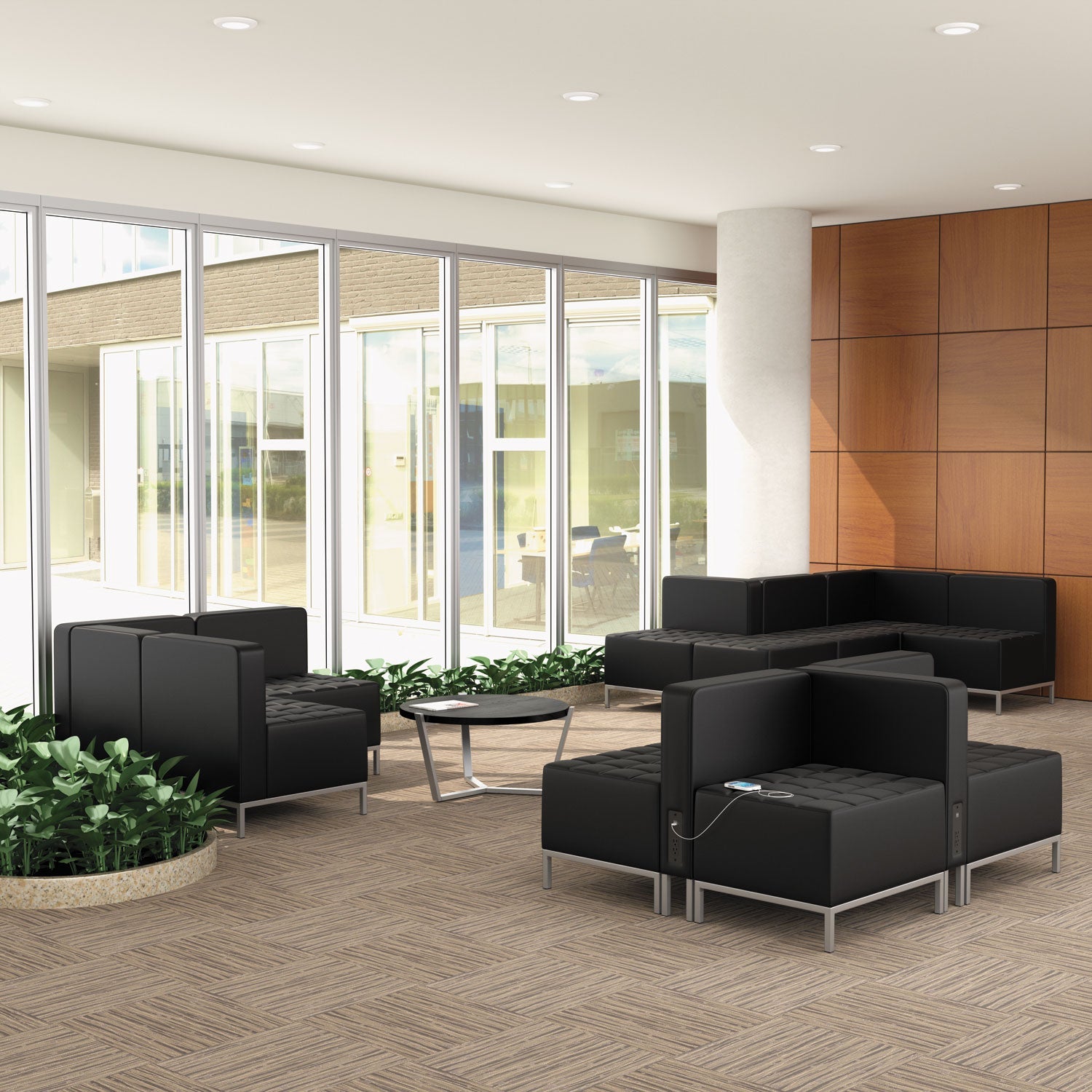 Alera® Alera QUB Series Armless L Sectional, Center Seat, 26.38" x 26.38" x 30.5", Black